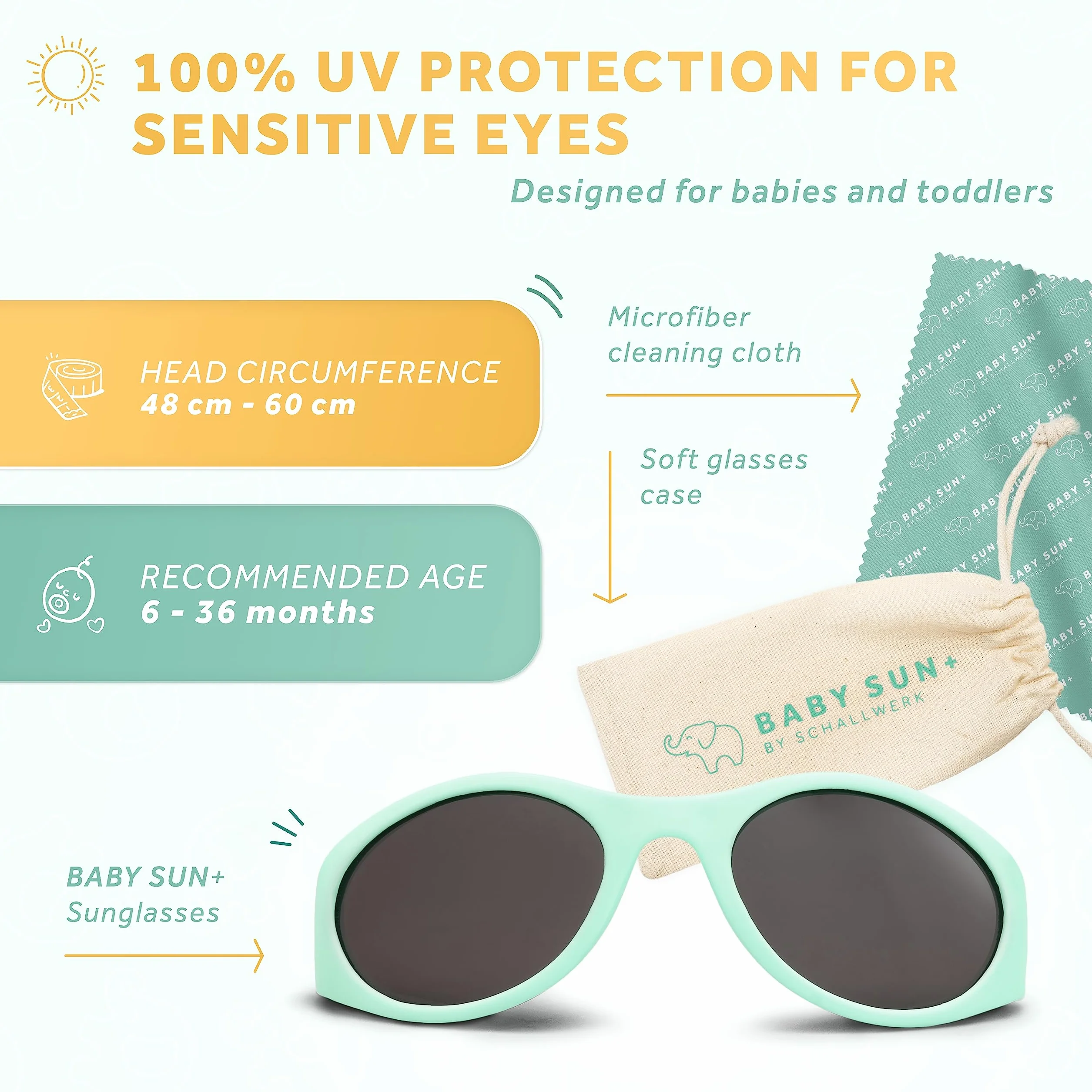 Schallwerk ® Baby Sun+ wysokiej jakości okulary przeciwsłoneczne dla dzieci w wieku 6-36 miesięcy – dziecięce okulary przeciwsłoneczne – okulary przeciwsłoneczne dla dzieci w wieku 1 roku – okulary