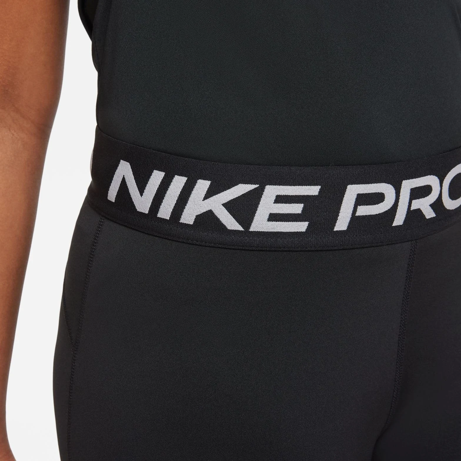 Nike Dziewczęce Pro Dri-fitUPPER obcisłe do uda, czarny/biały, 8-9 años Grande