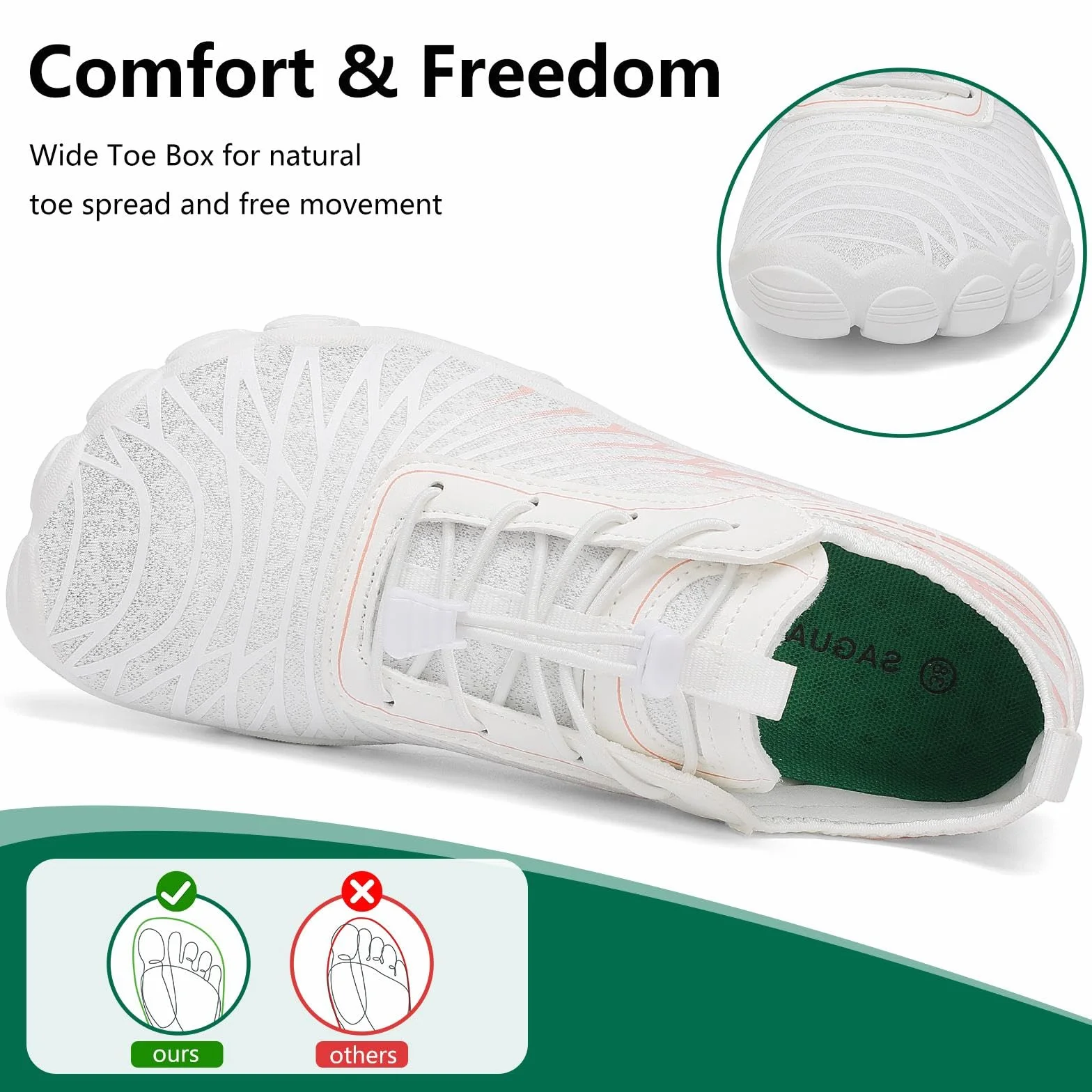 SAGUARO Barefoot minimalistyczne damskie buty do wody Oddychające, szybkoschnące, 35-43 EU