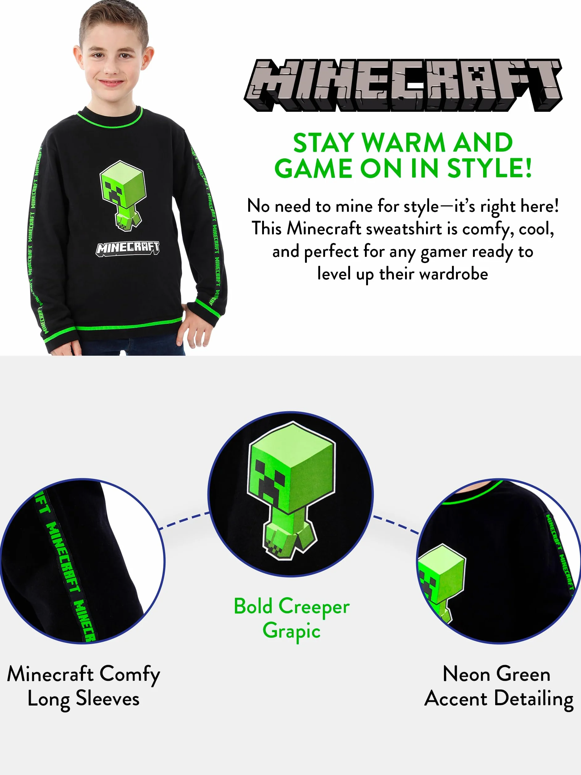 Minecraft Chłopcy Bluzy Creeper