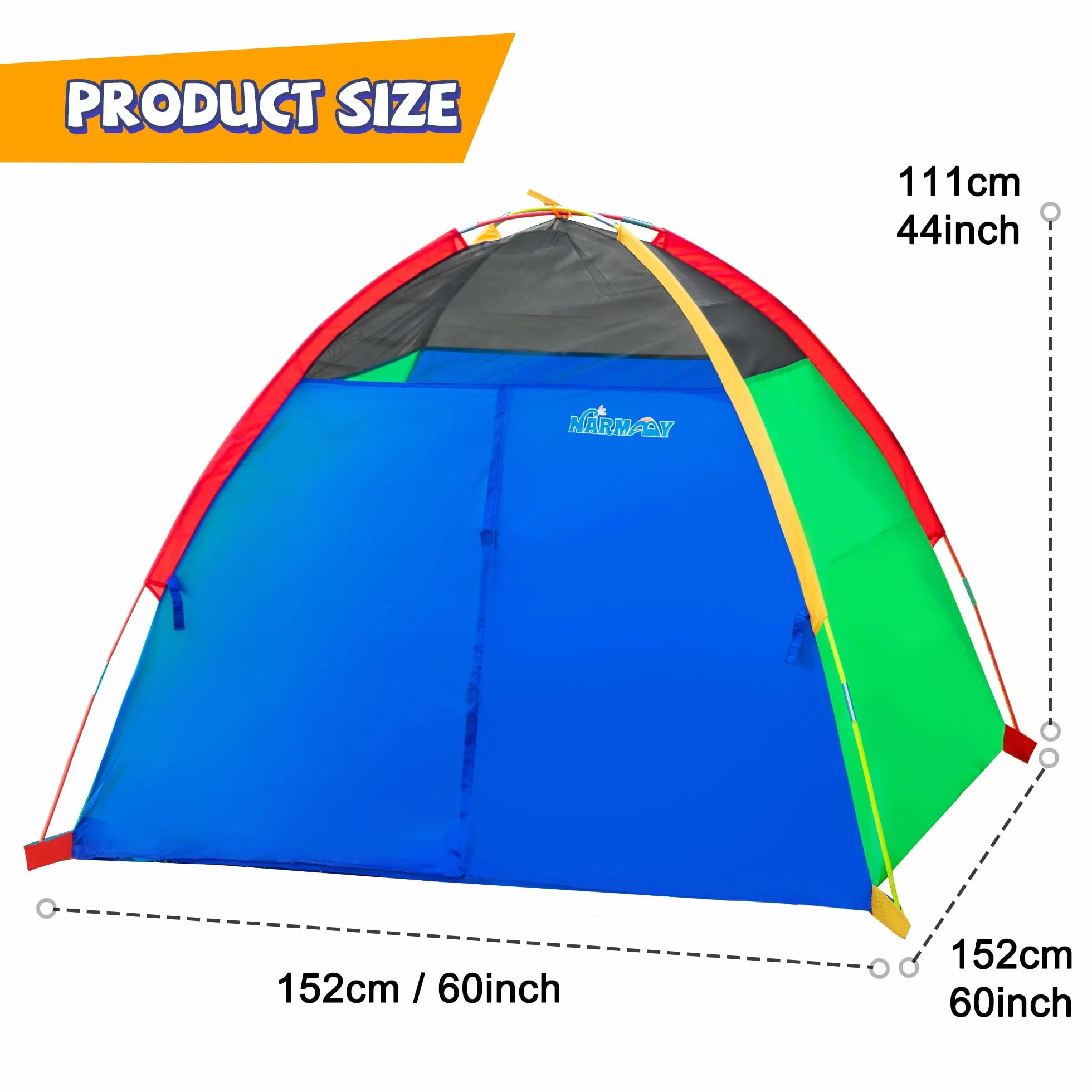 NARMAY® Namiot do zabawy Easy Fun namiot kopułowy dla dzieci do wewnątrz / na zewnątrz - 152 x 152 x 111 cm