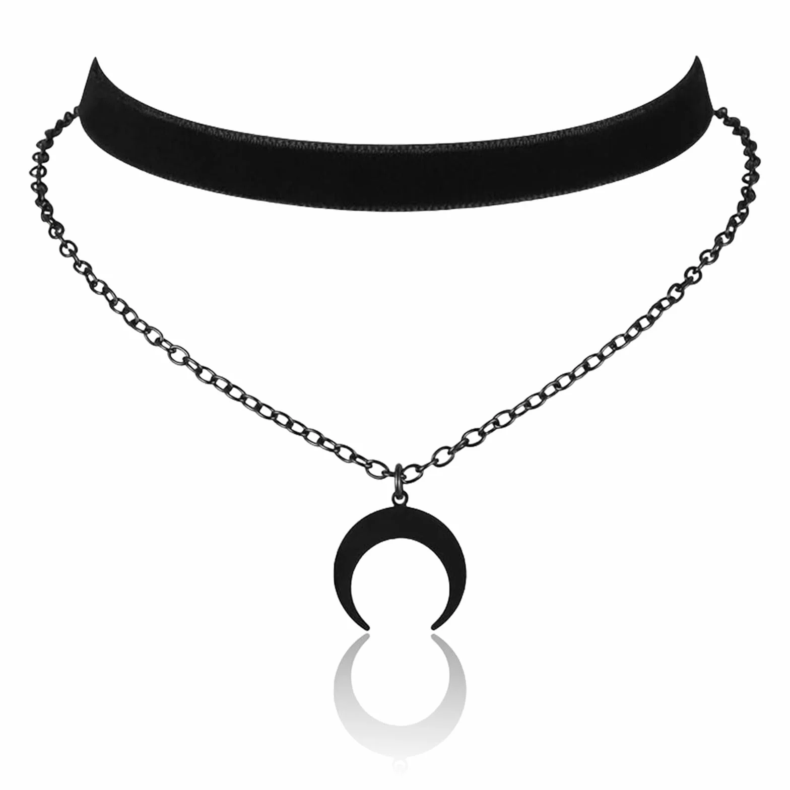 Kotkiddy Gotycki naszyjnik choker, dla kobiet, czarny aksamitny naszyjnik, naszyjnik warstwowy, biżuteria gotycka dla kobiet
