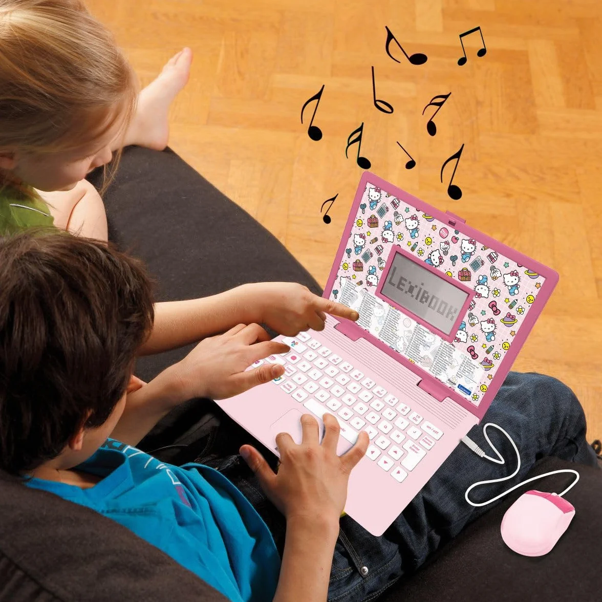 LEXIBOOK, Hello Kitty, dwujęzyczne przenośne urządzenie edukacyjne, angielski/hiszpański, 164 zajęcia językowe, pisanie, matematyka, logika, muzyka i gry, dla chłopców i dziewcząt, JC598HKi2