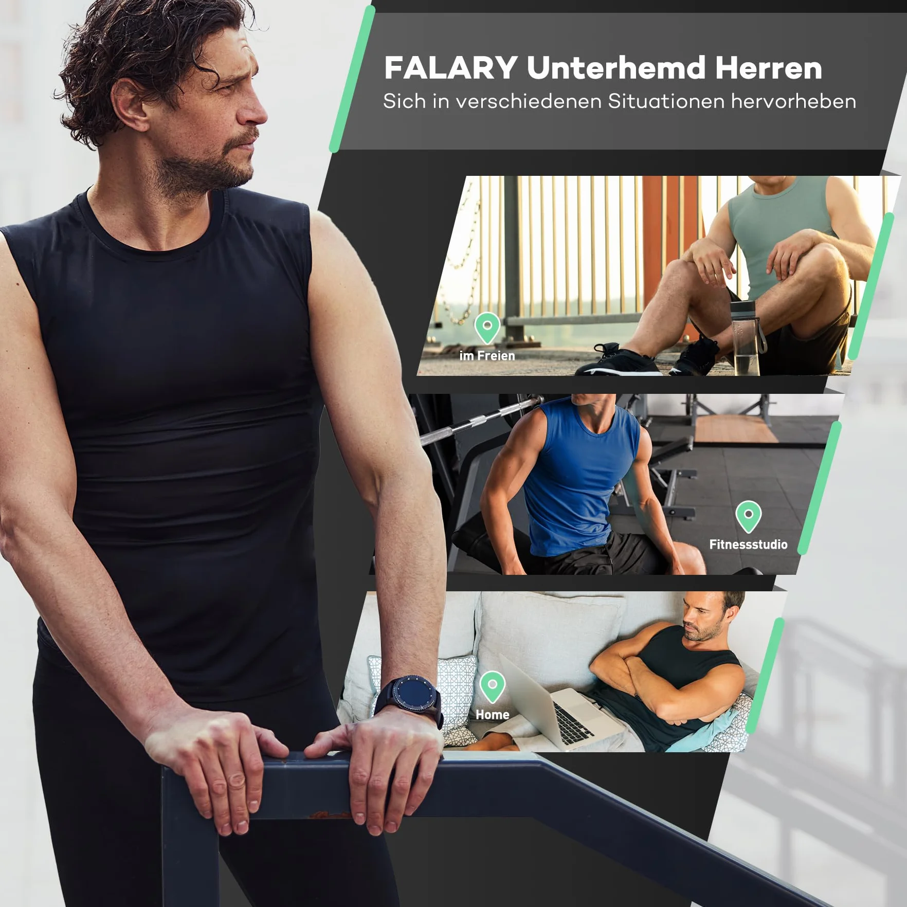 FALARY Męski podkoszulek 3-pak tank top na siłownię męski 100% bawełna S-5XL biały czarny morski oliwkowy