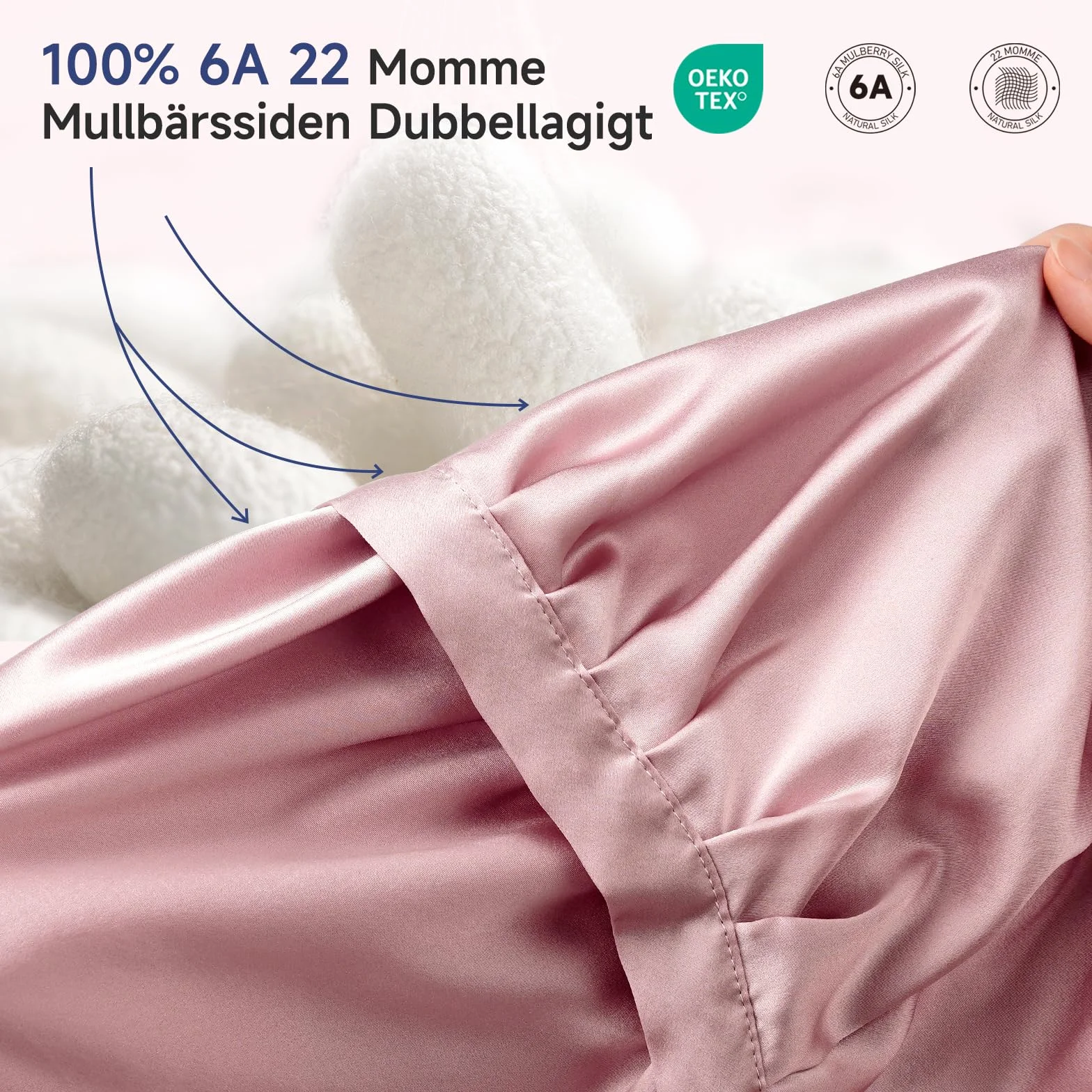 Kaome Jedwabna Czapka do Spania 22 Momme 100% Jedwab Morwowy, Regulowana Dwustronna Czapka Nocna, Do Kręconych i Długich Włosów, Miękka i Antypoślizgowa, Oddychająca z Workiem