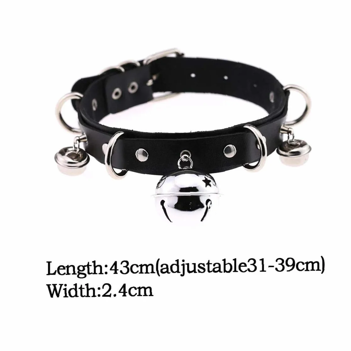 Lankater Skórzany gotycki punkowy choker seksowny gotycki naszyjnik z dzwoneczkami dla kobiet