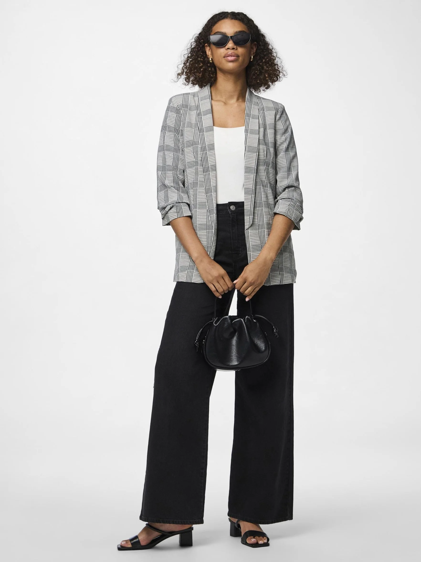 PIECES Blazer damski PCBOSELLA, Czarny/Aop: check, M