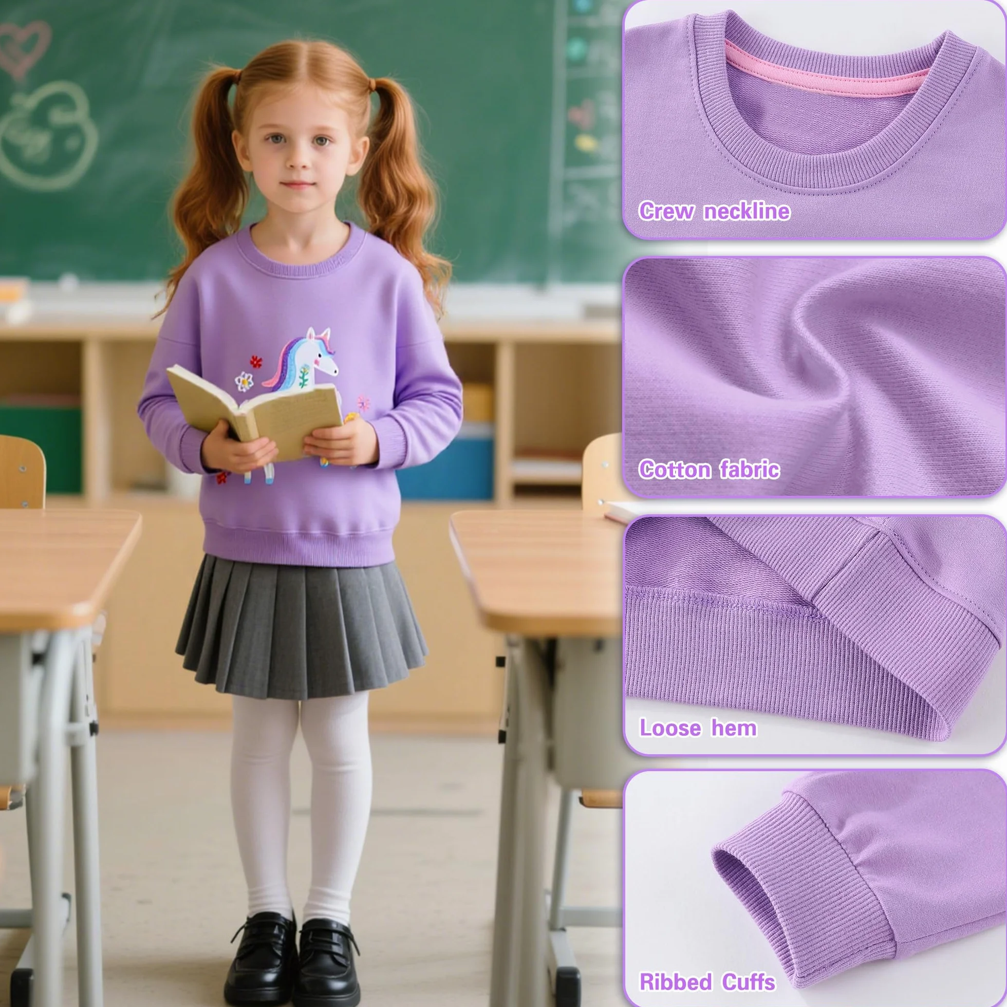 Dziewczęca bluza top z długim rękawem sweter z nadrukiem zwierzęcym śliczna bluza sportowa rekreacyjna na co dzień t-shirty z okrągłym dekoltem dziecięca moda odzież 2-7 lat