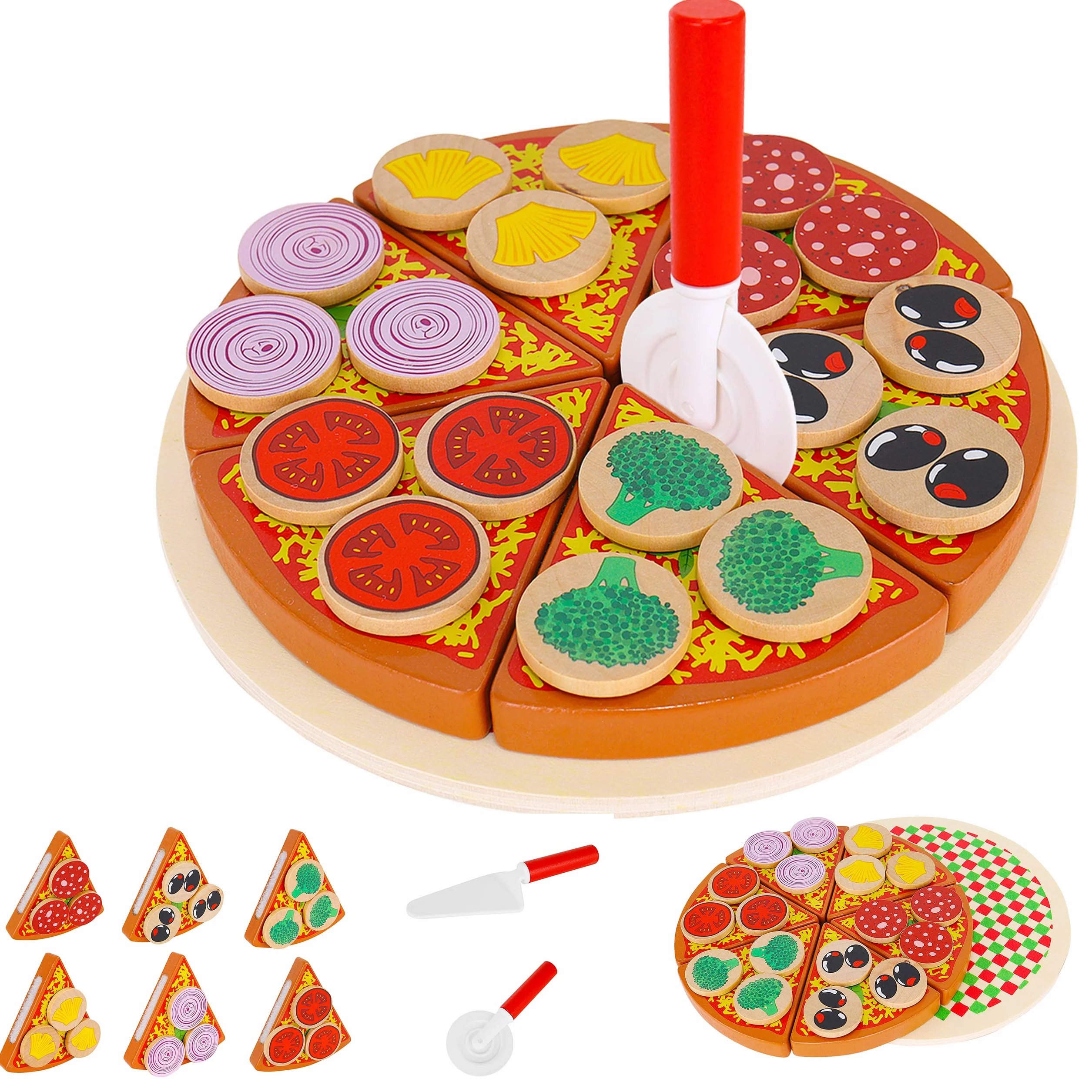 KRUZZEL Cięcie pizzy do drewna Asortyment zabawek 9354