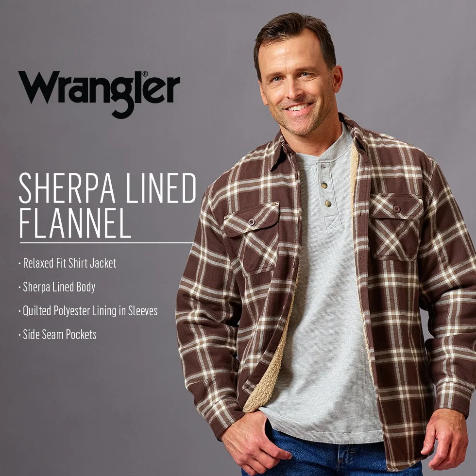 Wrangler Authentics męska koszula z długim rękawem i podszewką Sherpa