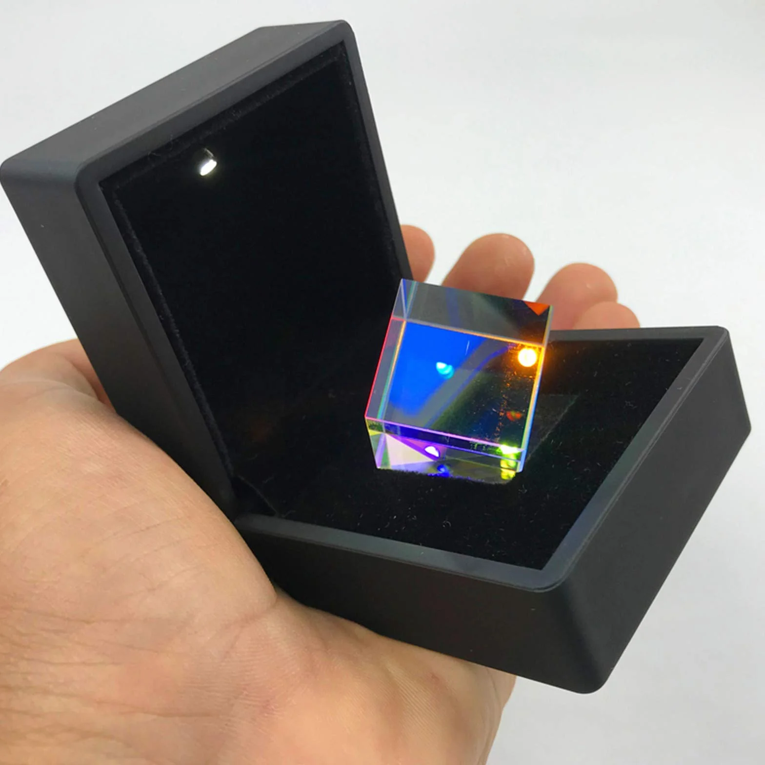XIAOTENG 2,3 cm kostka pryzmat ze szkła optycznego, pryzmat dichroiczny RGB, eksperyment optyczny, popularna nauka dla dzieci, do nauki i dekorowania kreatywnych prezentów, z pudełkiem do przechowywania