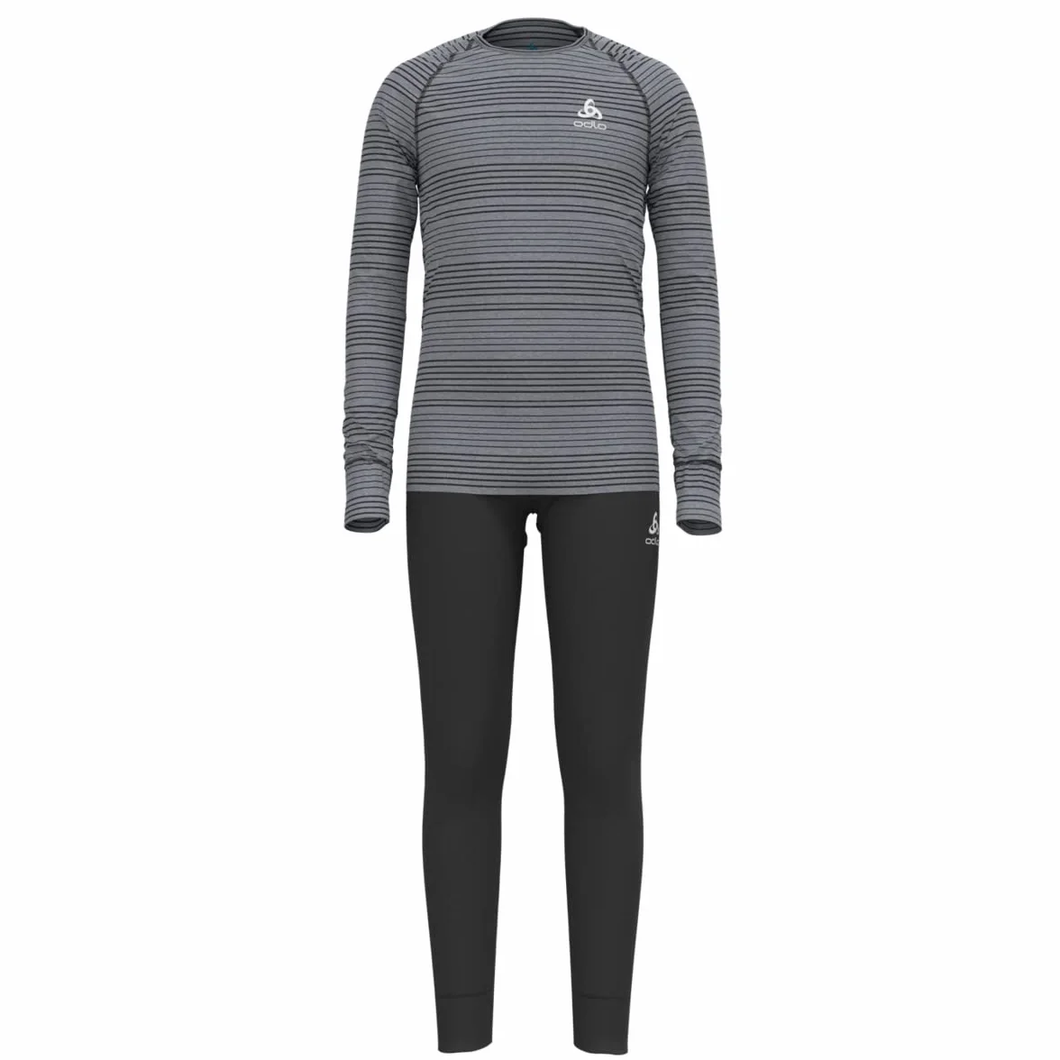 Odlo Unisex zestaw dla dzieci Active Warm Eco Baselay-Set, Black - Grey Melange, 152