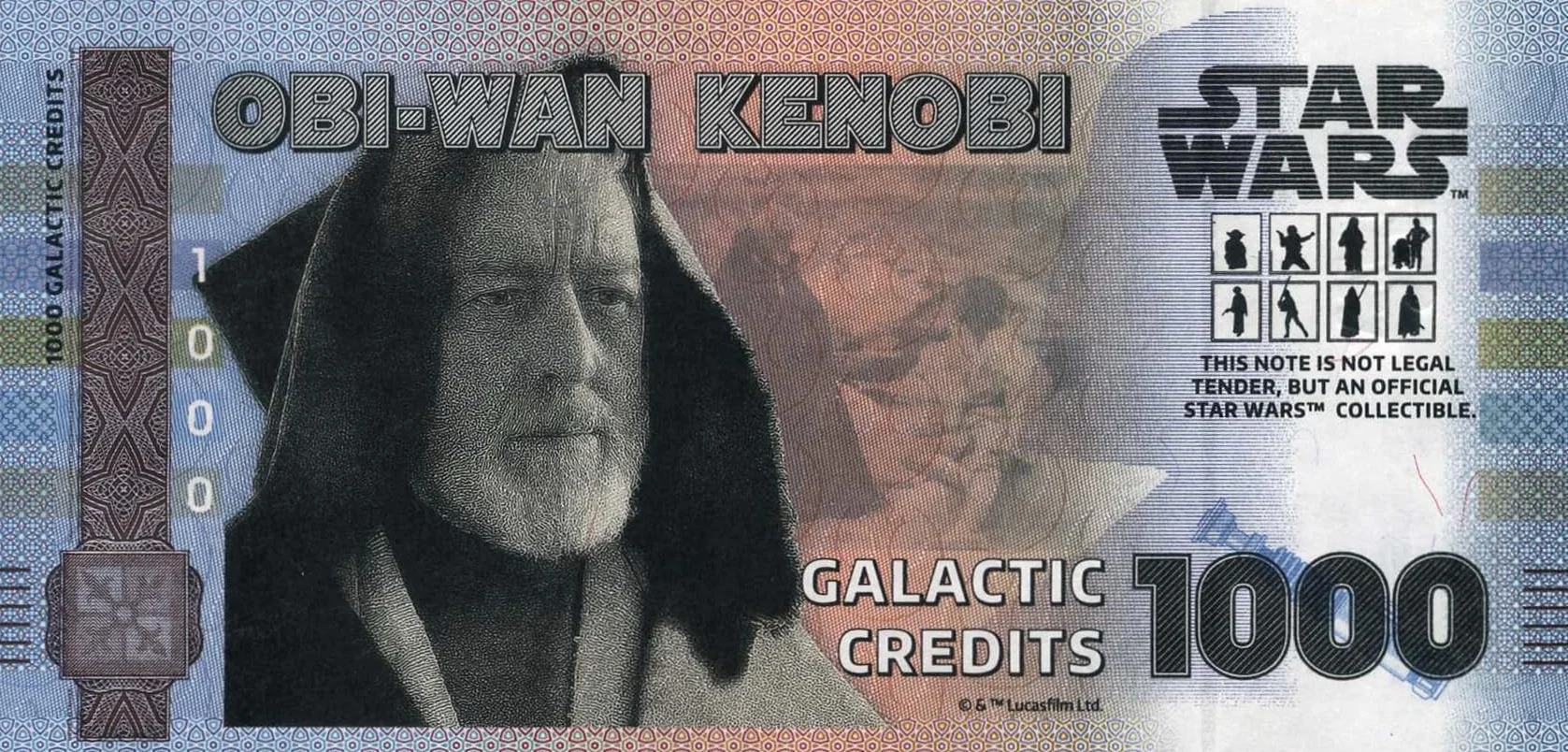 FANTASY CLUB | Gwiezdne Wojny Trylogia Bilet Oryginalny OBI WAN Kenobi | Oficjalne towary | Edycja limitowana ze złotym hologramem i efektami UV