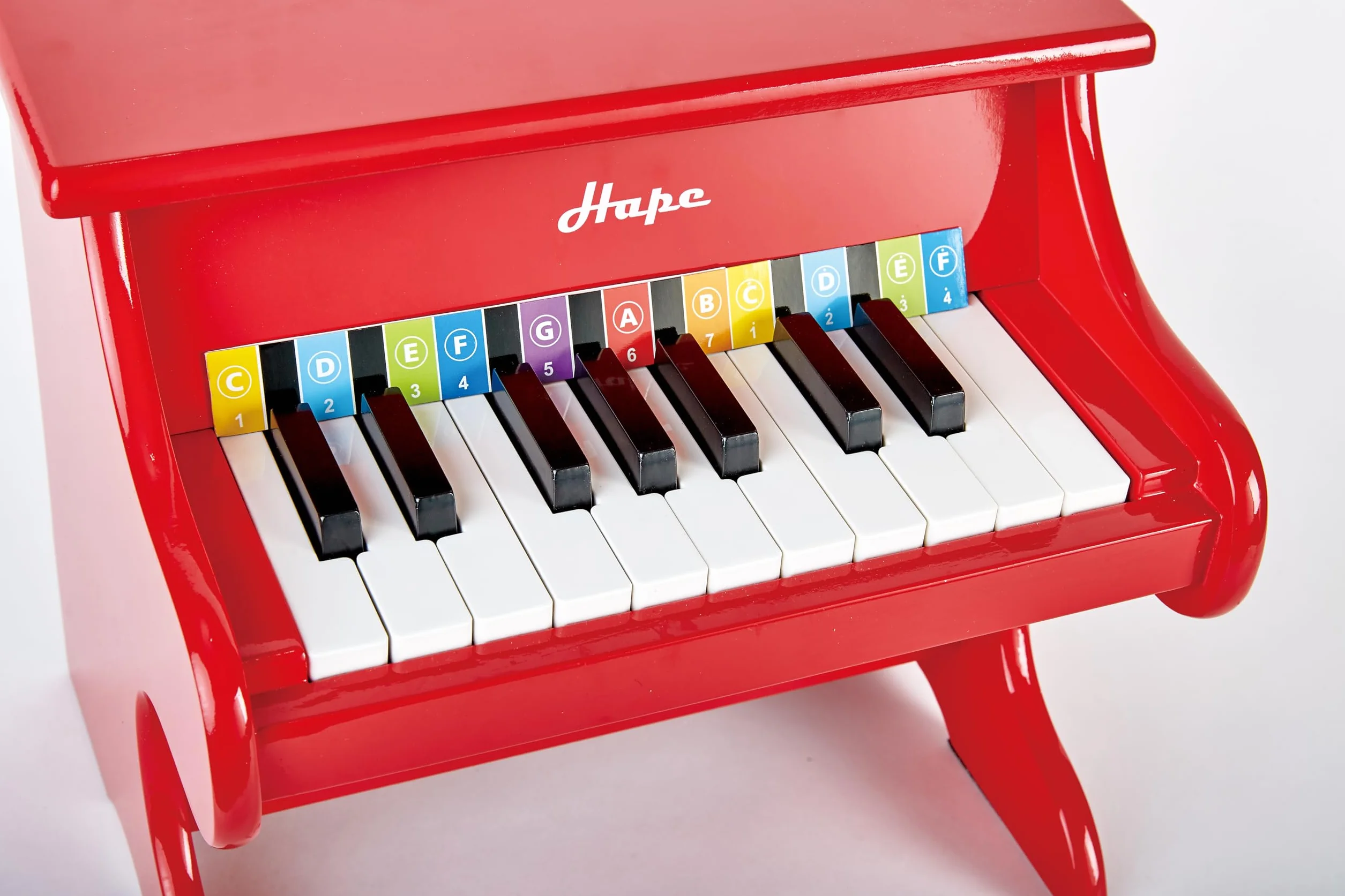 Hape Zabawna zabawka fortepianowa | 18-klawiszowy drewniany mini instrument muzyczny zabawka, czerwony