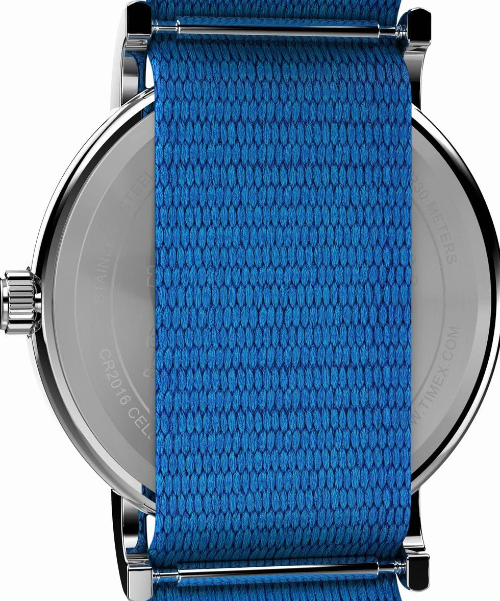 Timex Peanuts Tw2W19400 Zegarek Damski, 38 mm, Brązowy Pasek z Tkaniny, Biała Tarcza i Koperta w Odcieniu Srebra