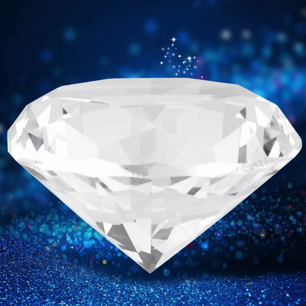 Kamień z syntetycznego diamentu o średnicy 60 mm, okrągły diament cięty maszynowo, duża biżuteria ze sztucznego kryształu z przezroczystego szkła Rhinestone