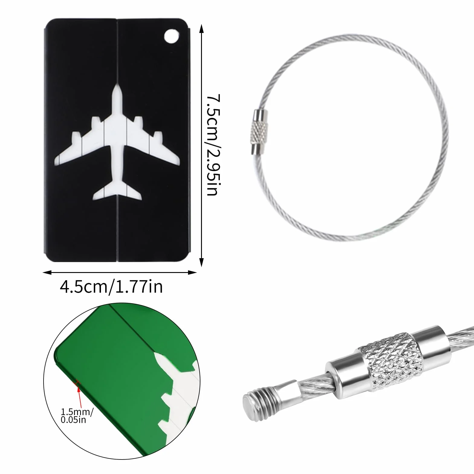 4 sztuki przywieszek do walizka, aluminiowe zawieszki do bagażu, 75 x 45 mm, wodoszczelna walizka z napisem na nazwisko, ze szlufką na drut ze stali nierdzewnej