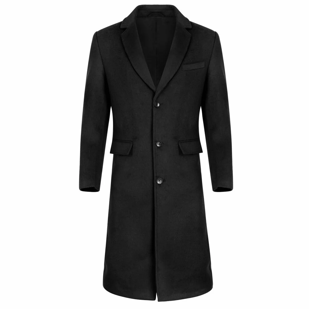 Allthemen Płaszcz męski, długi płaszcz zimowy, płaszcz wełniany, płaszcz męski, krój slim fit, wykładany płaszcz, biznesowy