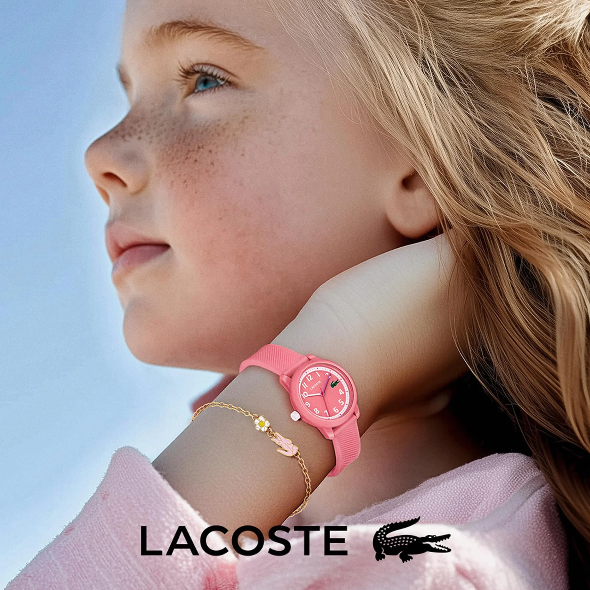 Lacoste Zegarek kwarcowy z trzema wskazówkami dla dzieci, kolekcja Lacoste.12.12 Kids, z silikonową bransoletką