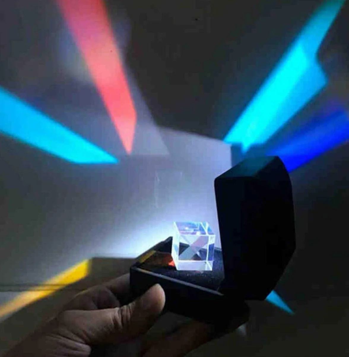XIAOTENG 2,3 cm kostka pryzmat ze szkła optycznego, pryzmat dichroiczny RGB, eksperyment optyczny, popularna nauka dla dzieci, do nauki i dekorowania kreatywnych prezentów, z pudełkiem do przechowywania