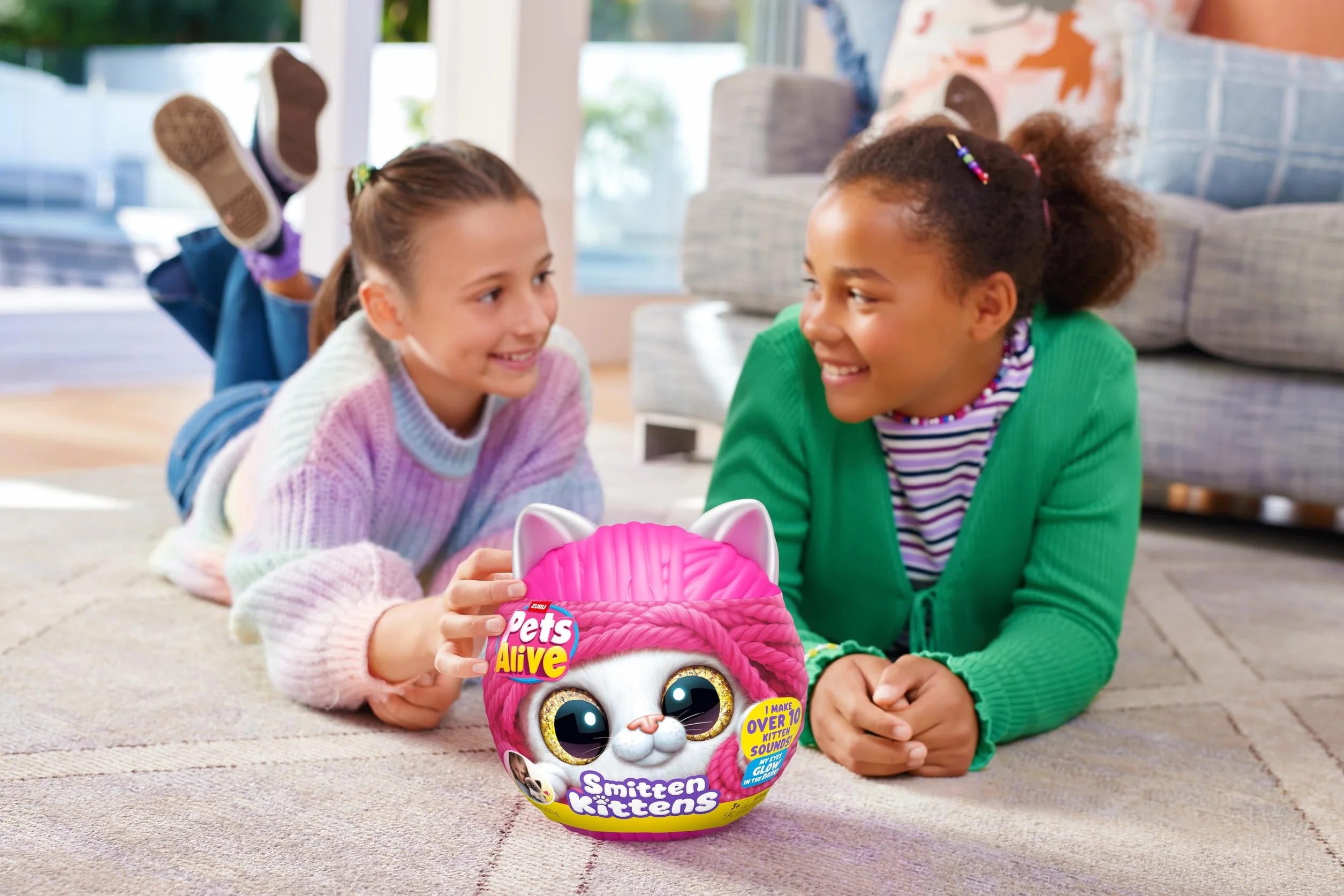 Pets Alive Smitten Kittens Surprise, Lucky, Nurture Play, Soft Toy Unboxing, interactive, 10 dźwięków, ultra miękkie pluszaki, Adopt Electronic Pet Kitten (Lucky)