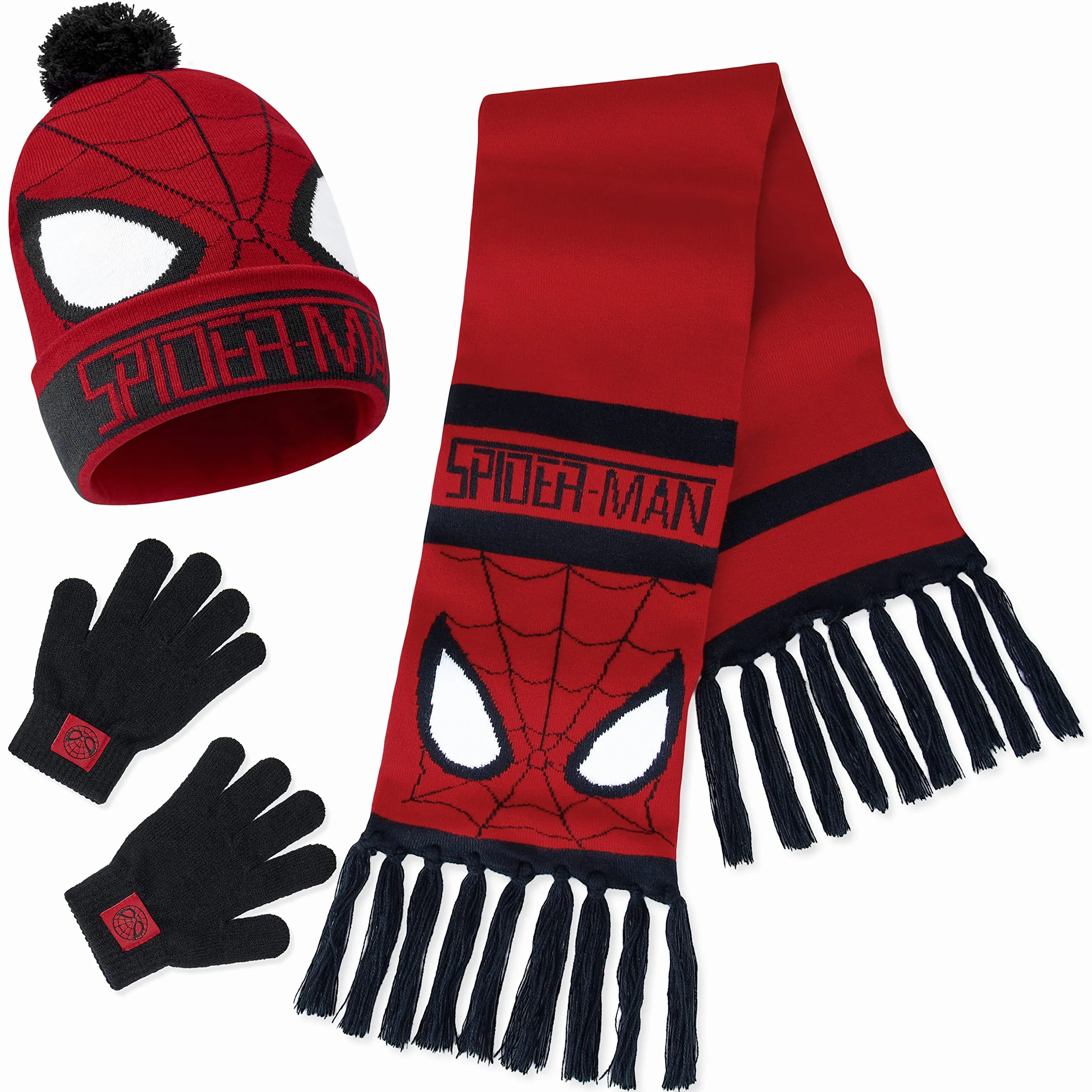 Marvel Beanie Zestaw Czapka, Szalik i Rękawiczki dla Dzieci- Avengers 2 lub 3 Częściowy Zestaw Zimowy - Prezenty Spiderman dla Chłopców