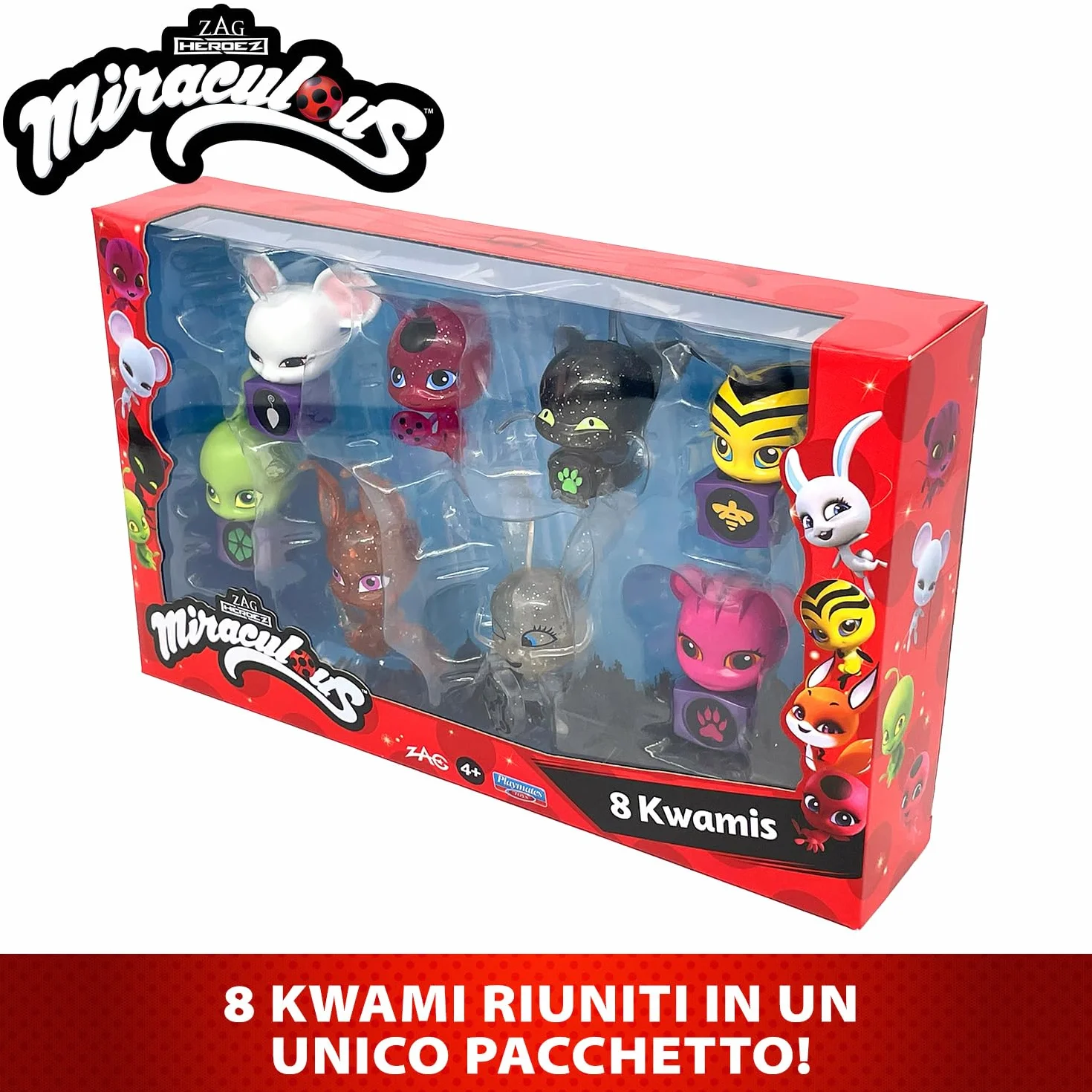 BANDAI - Miraculous – zestaw 8 figurki Kwamis – kolekcja mini figurek – szkatulka z 8 kwamisami – zabawka od 4 lat – P50532