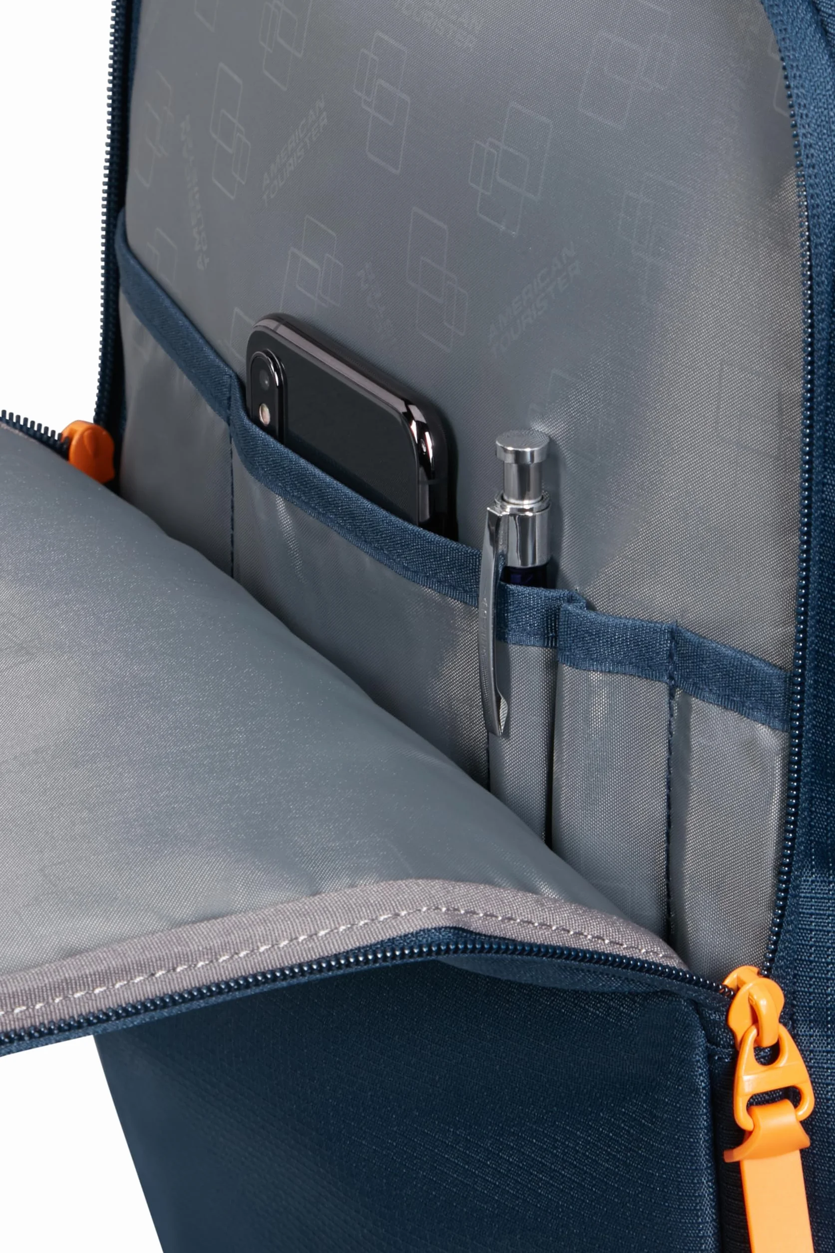 American Tourister Take2Cabin - EasyJet Torba kabinowa 36 x 20 x 45 cm, 38 l, 0,70 kg, bagaż podręczny, plecak samolotowy M pod siedzenie, niebieski/pomarańczowy (Dark Navy/Radiant Orange)