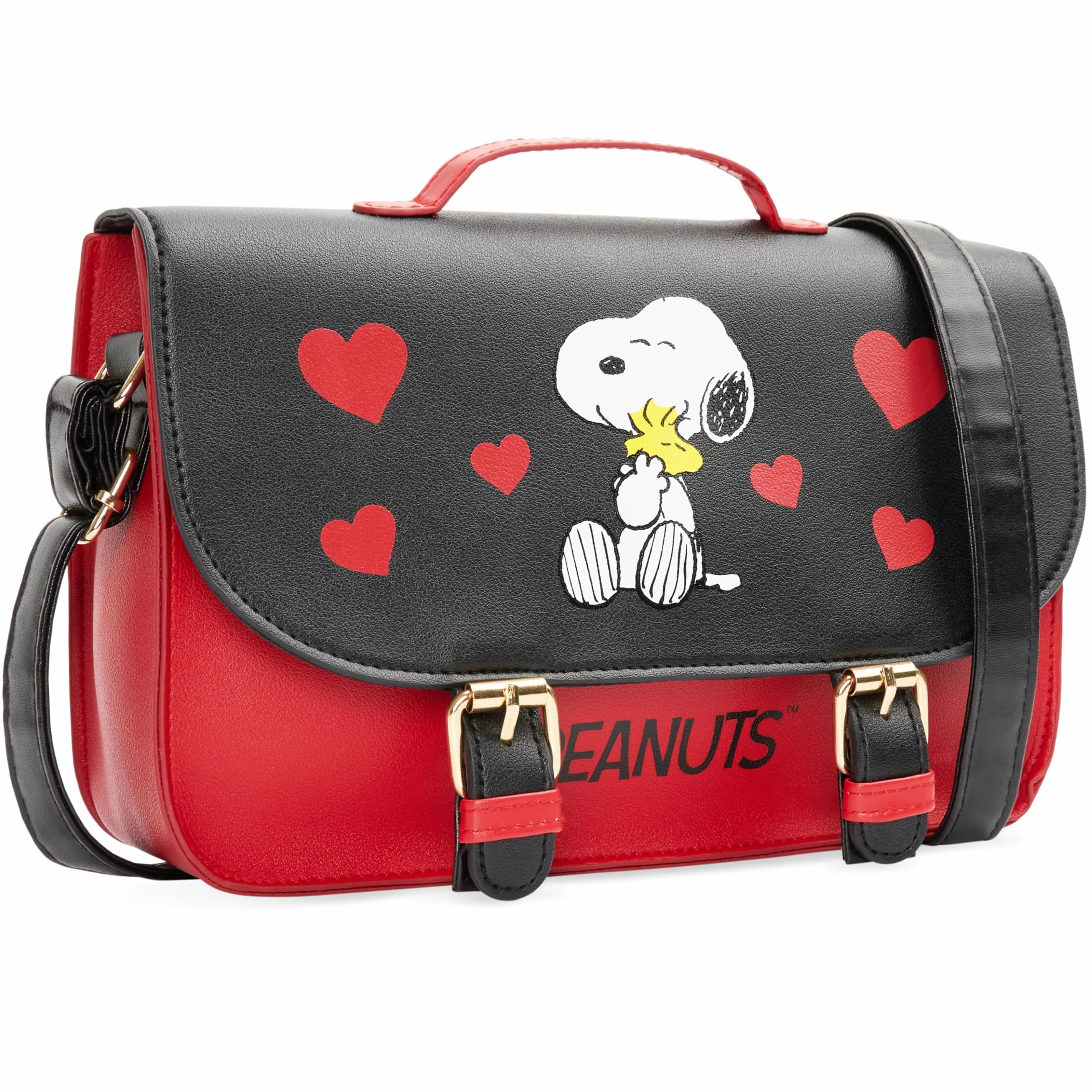 Torebki Peanuts Snoopy dla kobiet, torebka na ramię, torebka kurierska, torba na ramię dla nastolatek i dziewcząt, regulowana paski, torby podróżne, prezenty dla niej, Czerwony/czarny, 25x17.5x6.8cm