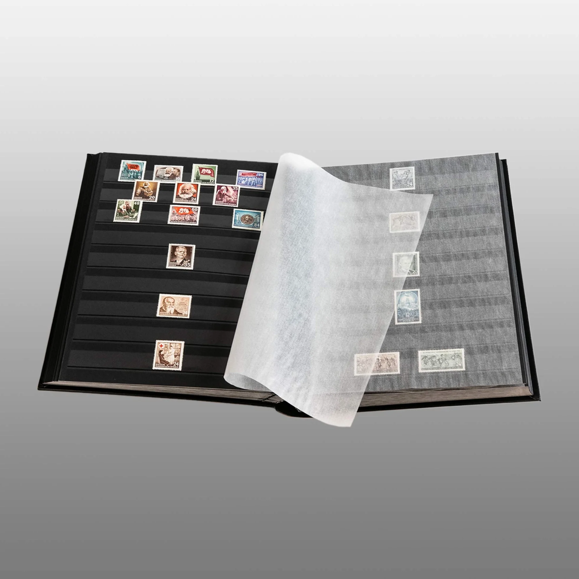 Prophila Latarnia morska Stockbook album na pieczątki 60 czarnych stron zielona okładka