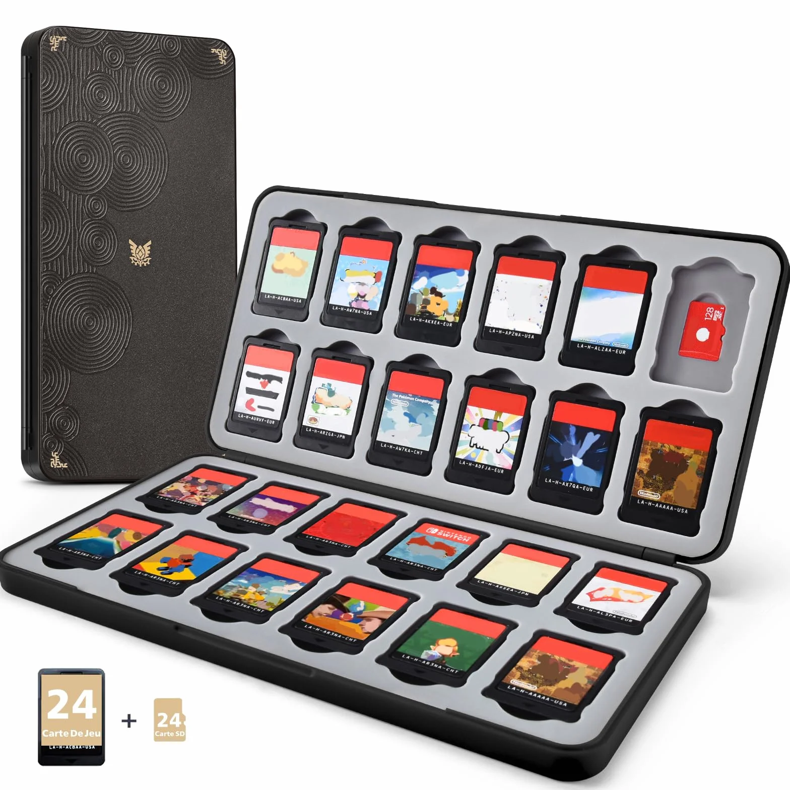 PALPOW Etui kompatybilne z Nintendo Switch 2 na 24 karty do gier i 24 Micro SD, pokrowiec na laptopa brązowy czarny