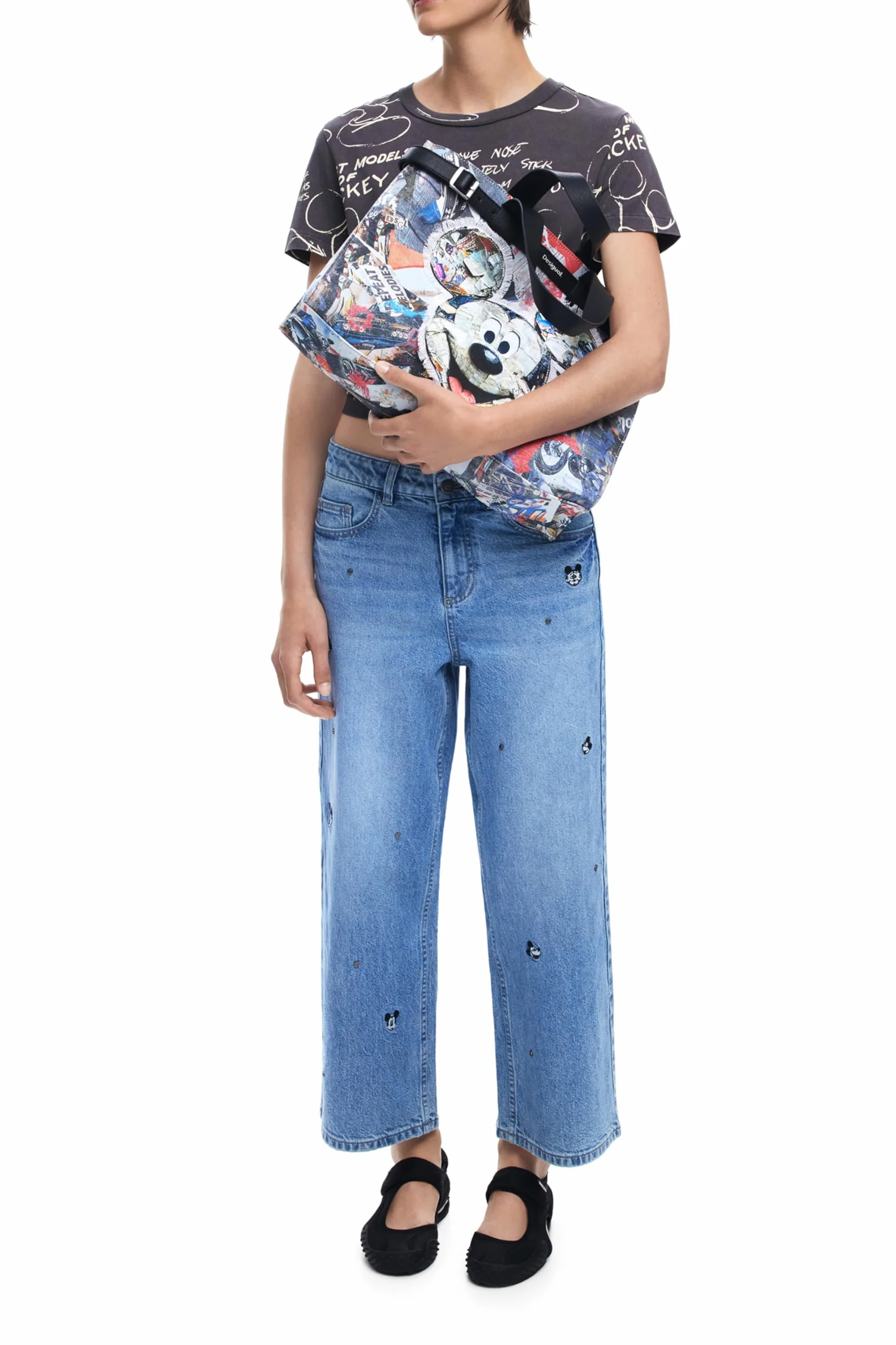 Desigual Unisex torba na ramię Mickey, wykończenie materiałowe, jeden rozmiar, Wykończenia materiałowe, Rozmiar Uniwersalny
