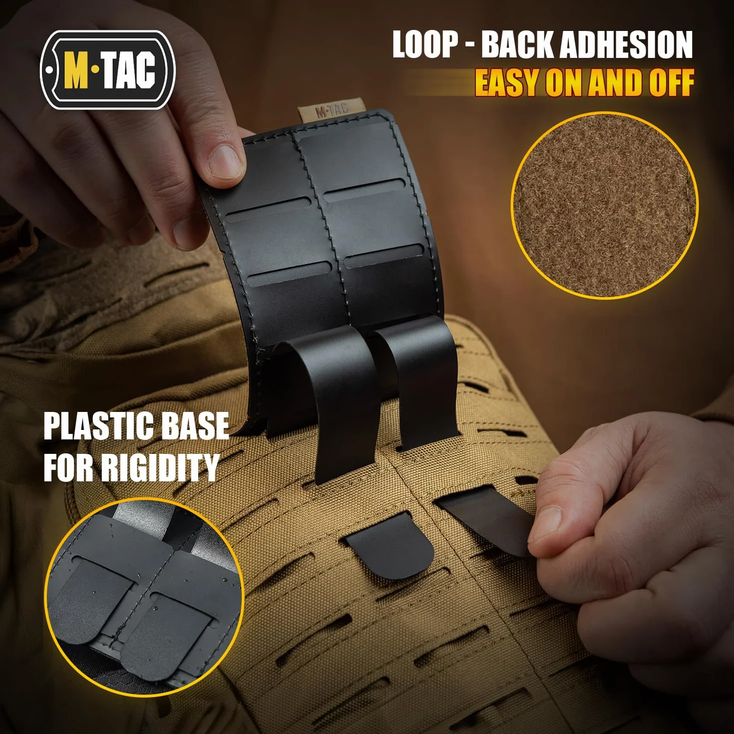M-Tac Loop Tactical Morale Patches Board Molle Attachment 3.1 x 5.2 (Coyote)