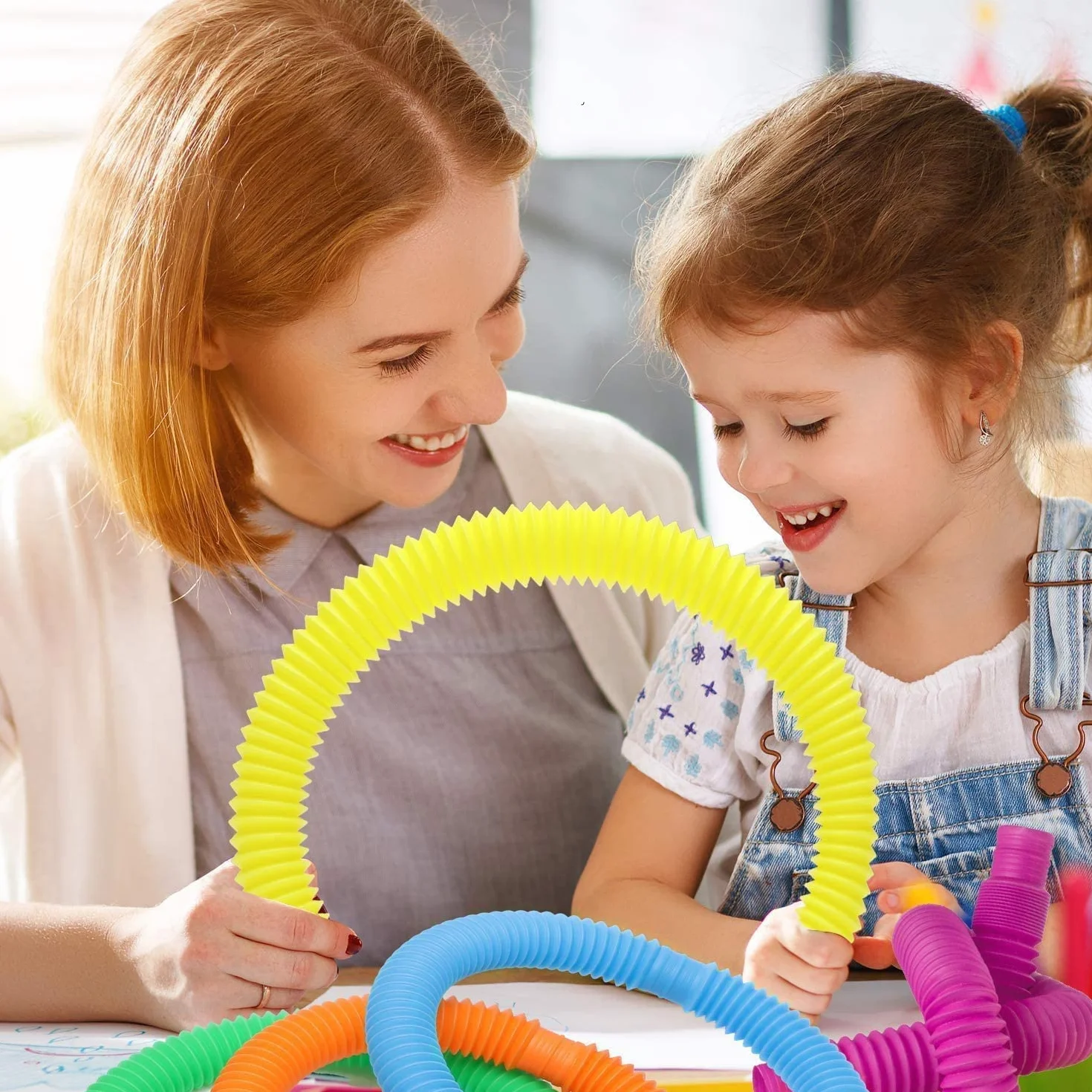 16 sztuk mini pop rurki elastyczne wielobarwne zabawki sensoryczne rurki edukacyjne Pop Fidget Sensorial zabawki Pop-Tube dla stresu, autyzmu, ADHD i lęku