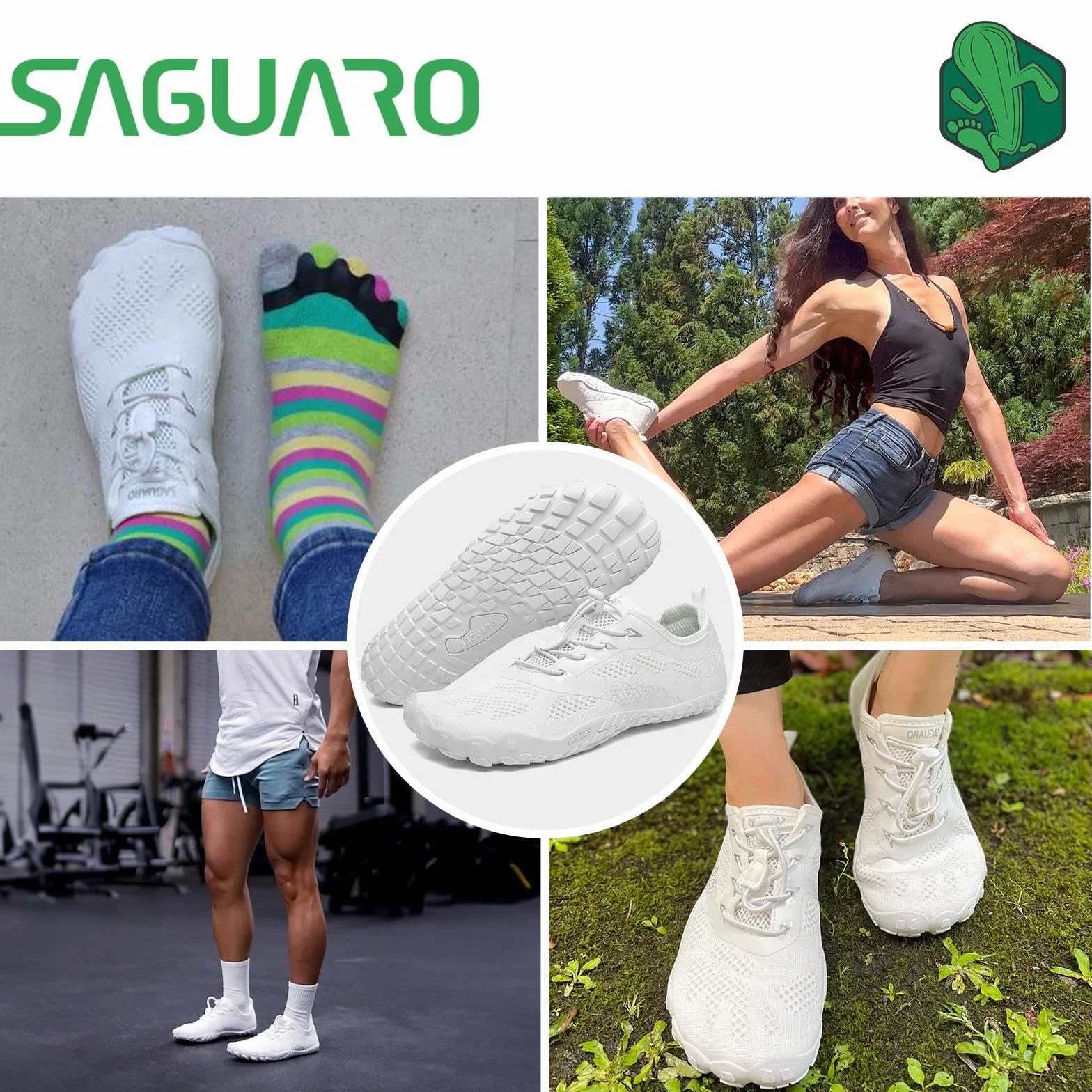 SAGUARO Buty do biegania w terenie, uniseks, szybkoschnące, buty do sportów wodnych, rozmiar 3-16, białe, 40 EU