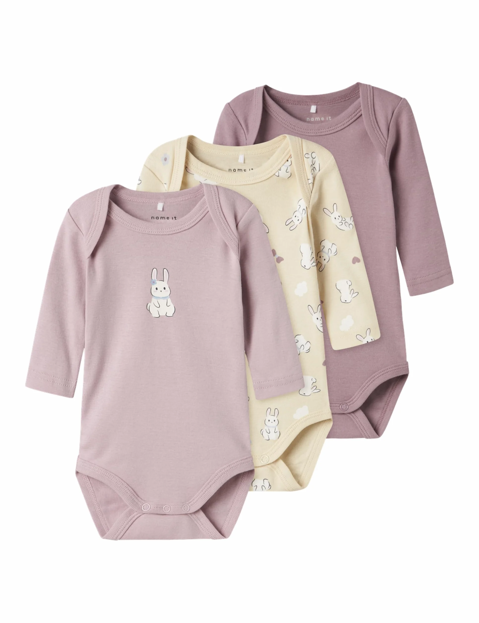 Name it baby Damskie body Nbfbody 3P Ls Summr Rabbit Noos, Summer Sand, Numeric_56 (3 sztuki), Summer Sand, numeric_56