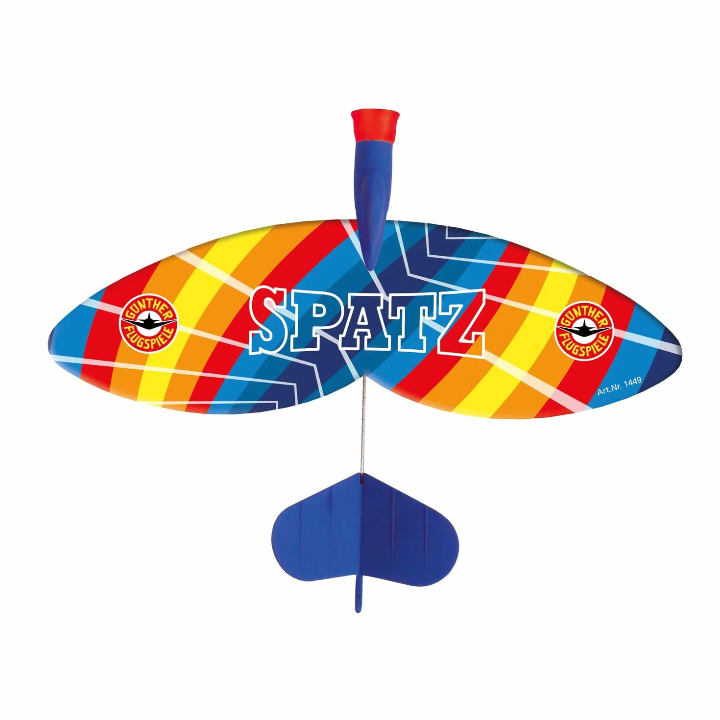 Paul Günther 1449 - Spin glider Spatz, samolot ze skrzydłami pokrytymi folią, dla dzieci w wieku 6 lat i starszych, z elastyczną płetwą ogonową i bezpiecznym nosem, ok. 24 x 20 cm