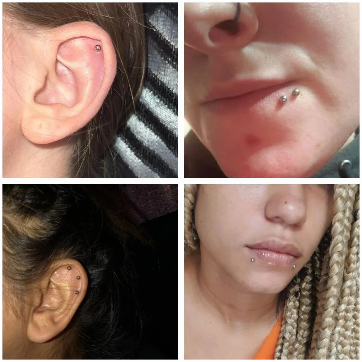 12 kolczyków do warg, 1,2 mm, stal chirurgiczna, piercing wargi, labret, helix, tragus, srebrny, złoty, czarny, 6 mm, 8 mm, 10 mm, 12 mm