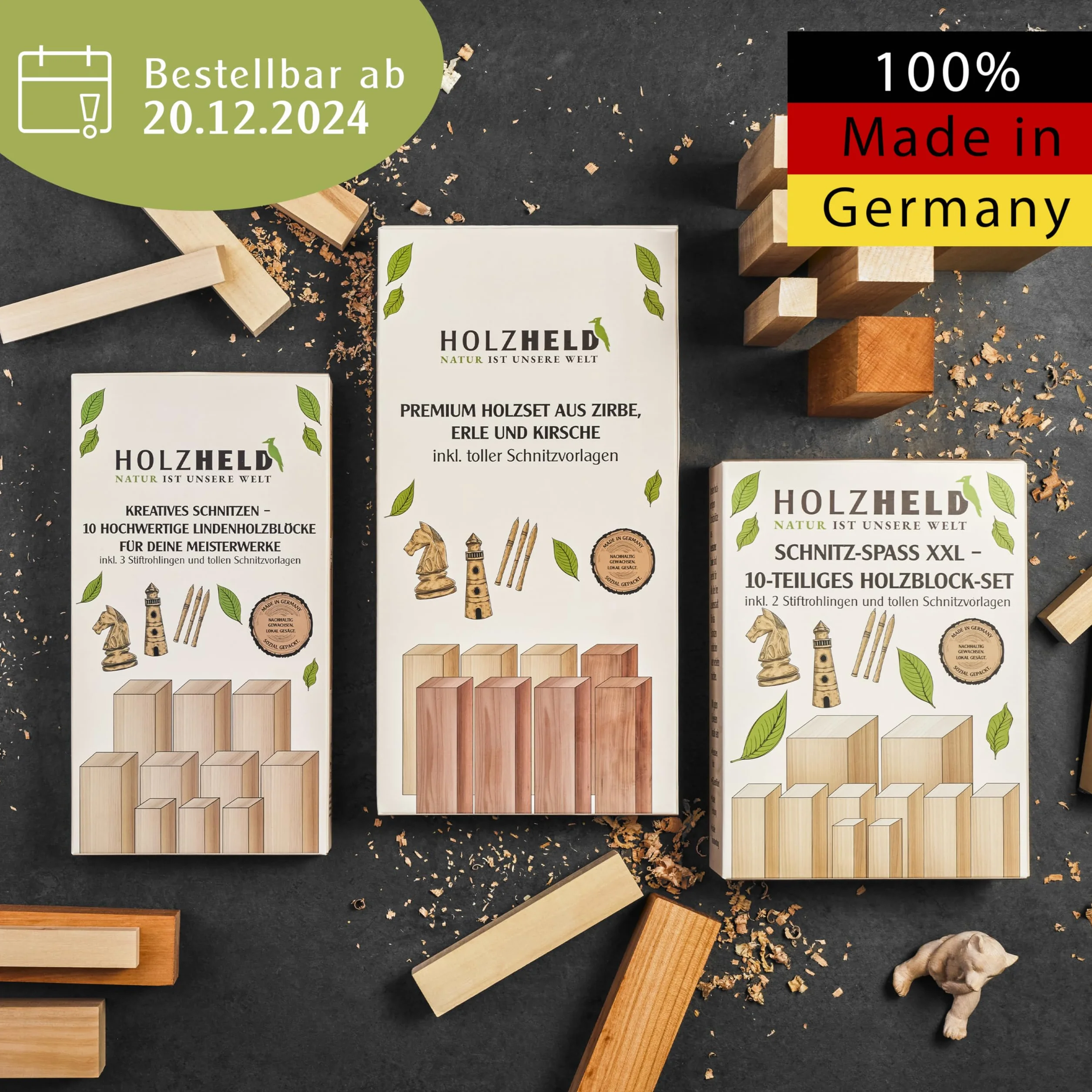 HOLZHELD Wykrojnik drewniany 1 duży miś 11,5 x 7 x 3,5 cm, frezowany blok z drewna lipowego, w zestawie instrukcja (może nie być dostępna w języku polskim) (e-book), "zrób to sam" dla dzieci i dorosłych