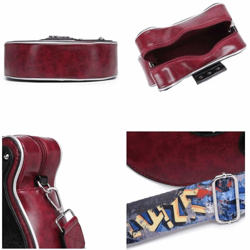 Torba crossbody w kształcie gitary dla kobiet mężczyzn, skóra PU torba na ramię torebka torebka prezenty na gitarę