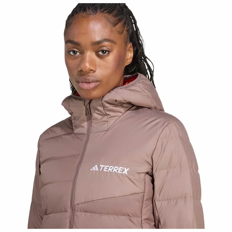 adidas dames Terrex Multi Light Down CLIMAWARM Hooded Jacket, Earth Strata/Trace Brown, S