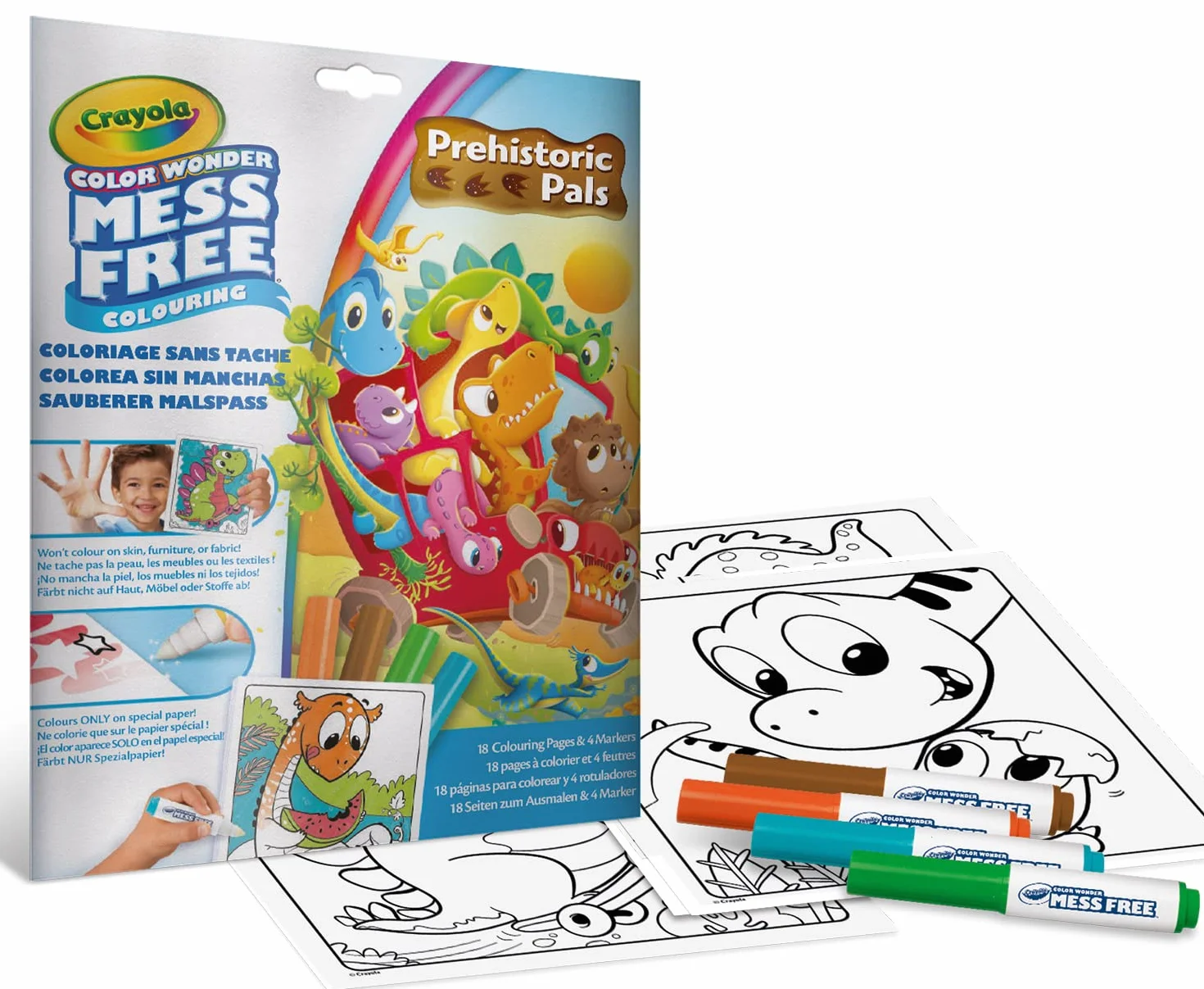 CRAYOLA Color Wonder, zestaw ekonomiczny kolor bez plam, motyw przyjaciół zwierząt, kreatywna aktywność dla dzieci, wiek 3,4,5 lat, 7505