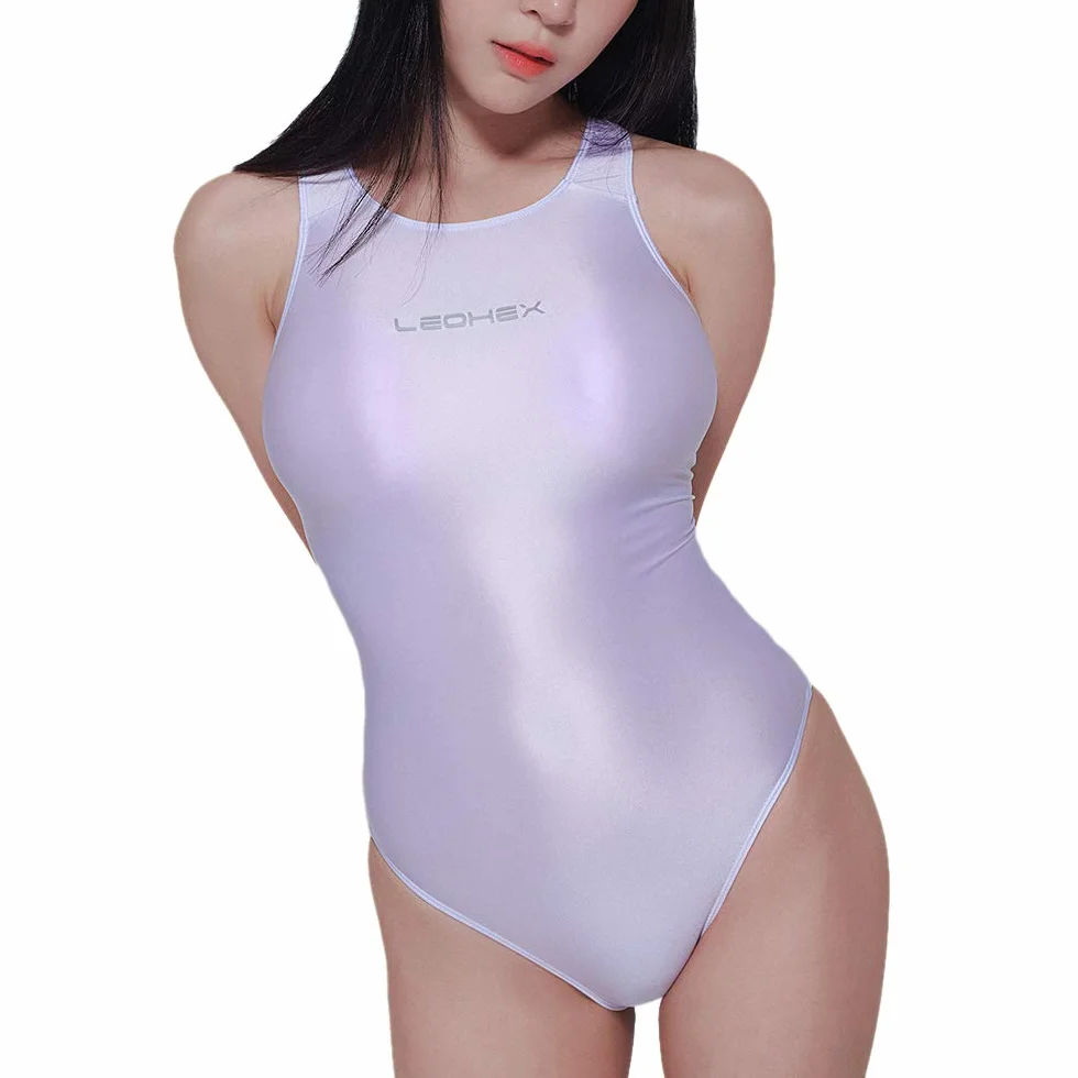 LEOHEX Seksowne satynowe body o wysokim połysku błyszczący trykot jednoczęściowy strój kąpielowy Japonia Skinsuit