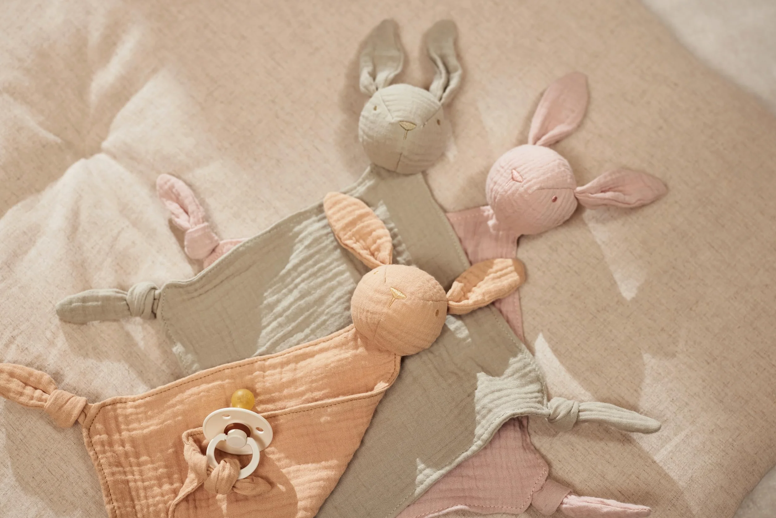 Jollein Chusta do przytulania dla niemowląt – Bunny Ears, Wild Rose – ręcznik do smoczka – 100% bawełna – chusta do wąchania – certyfikat Öko-Tex – brudny róż