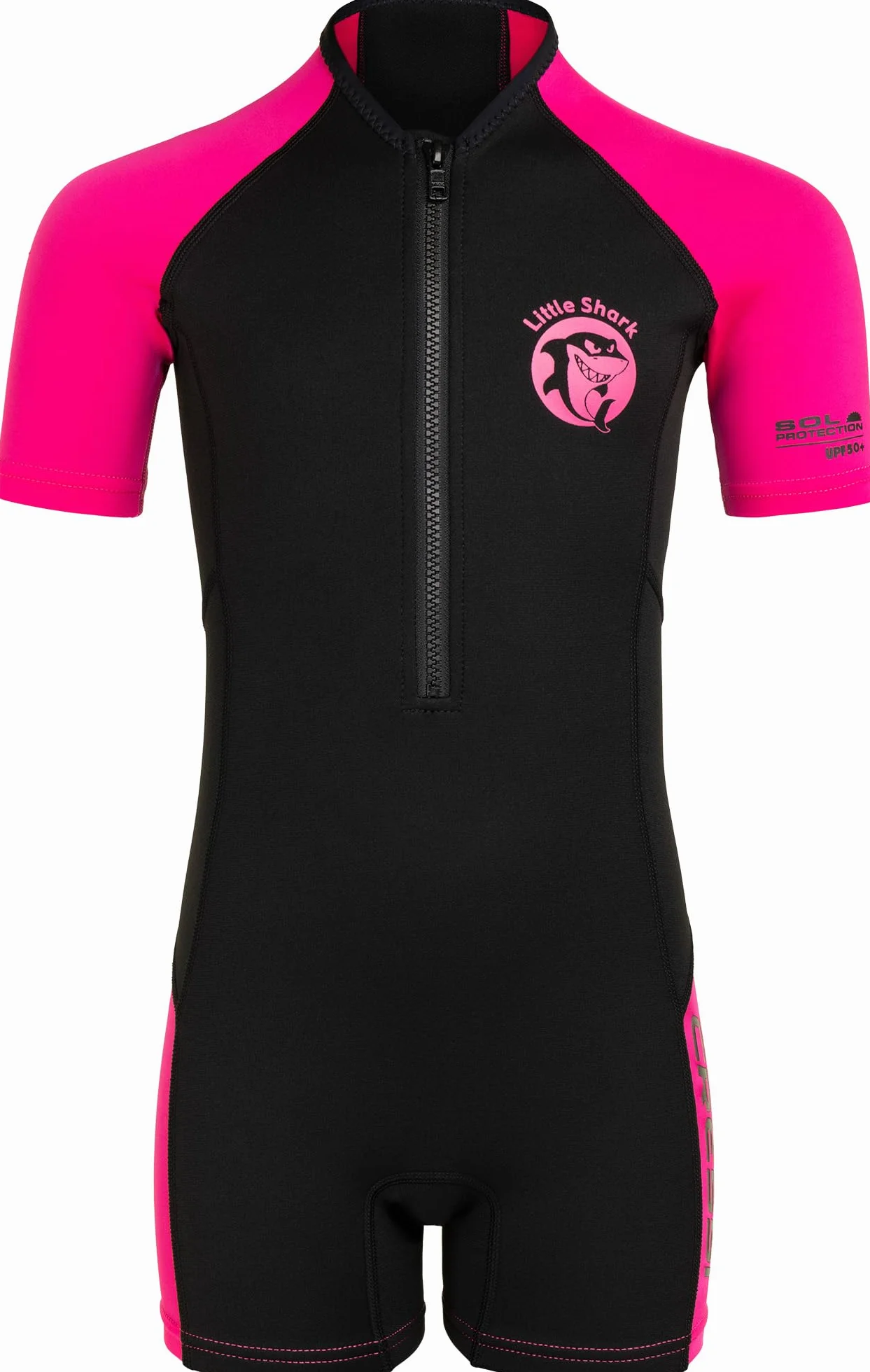 Cressi Unisex-Youth Little Shark Shorty Wetsuit Pianka Z Neoprenu Dla Dzieci,Czarny/Różowy,12 Lat,Dg003107