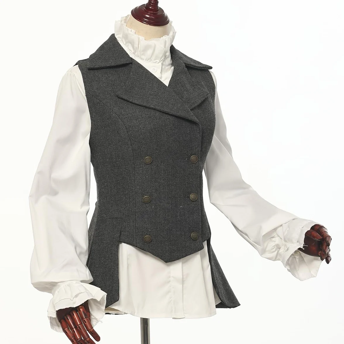 Damska kamizelka wiktoriańska, stroje z lat 20., renesansowy tweed, frak, gotycki steampunk, kamizelka, kurtka, top