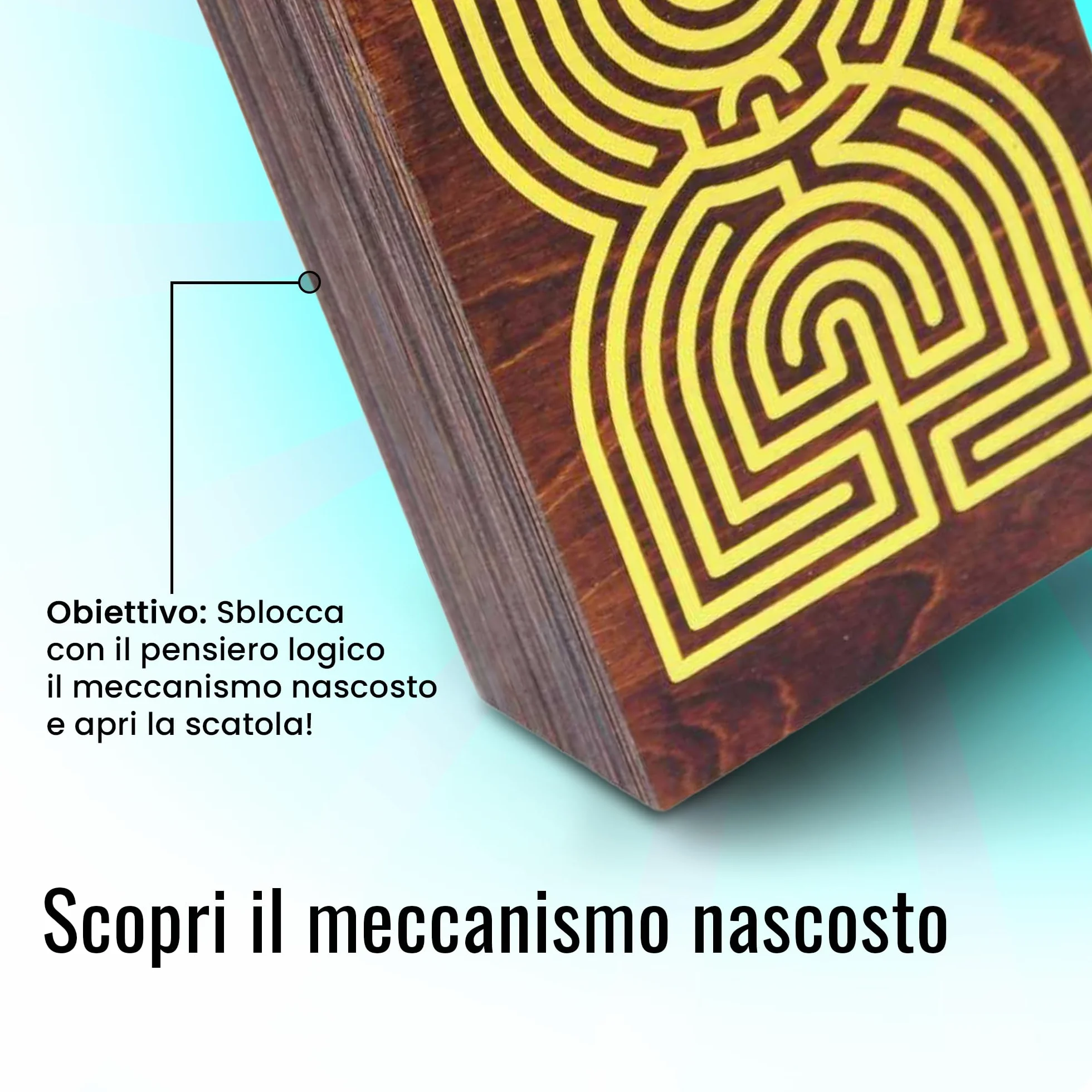 Logica Puzzles Szkatułka Labiryntu Drewniane Pudełko Trudność 5/6 Kolekcja Leonardo da Vinci