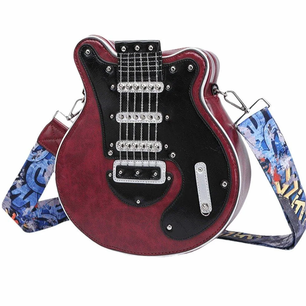 Torba crossbody w kształcie gitary dla kobiet mężczyzn, skóra PU torba na ramię torebka torebka prezenty na gitarę