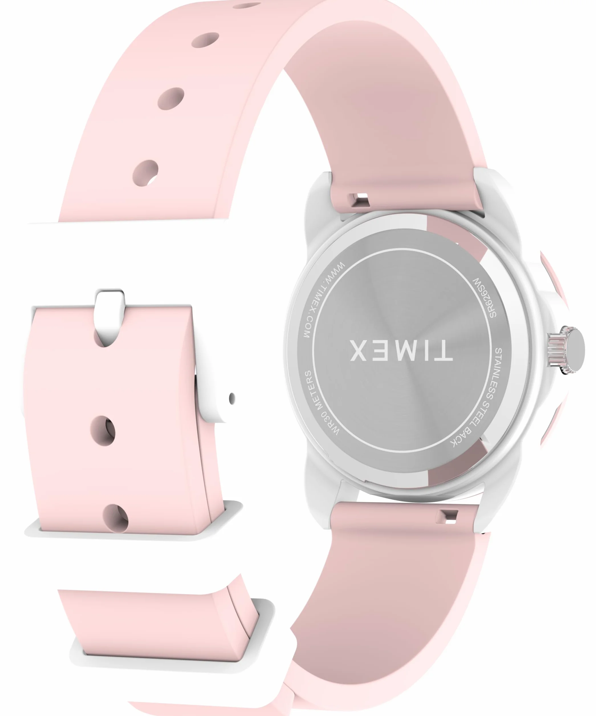 Timex Kids Time Machines® TW2W92000 Zegarek o średnicy 30 mm, różowy silikonowy pasek, biała tarcza, biała koperta