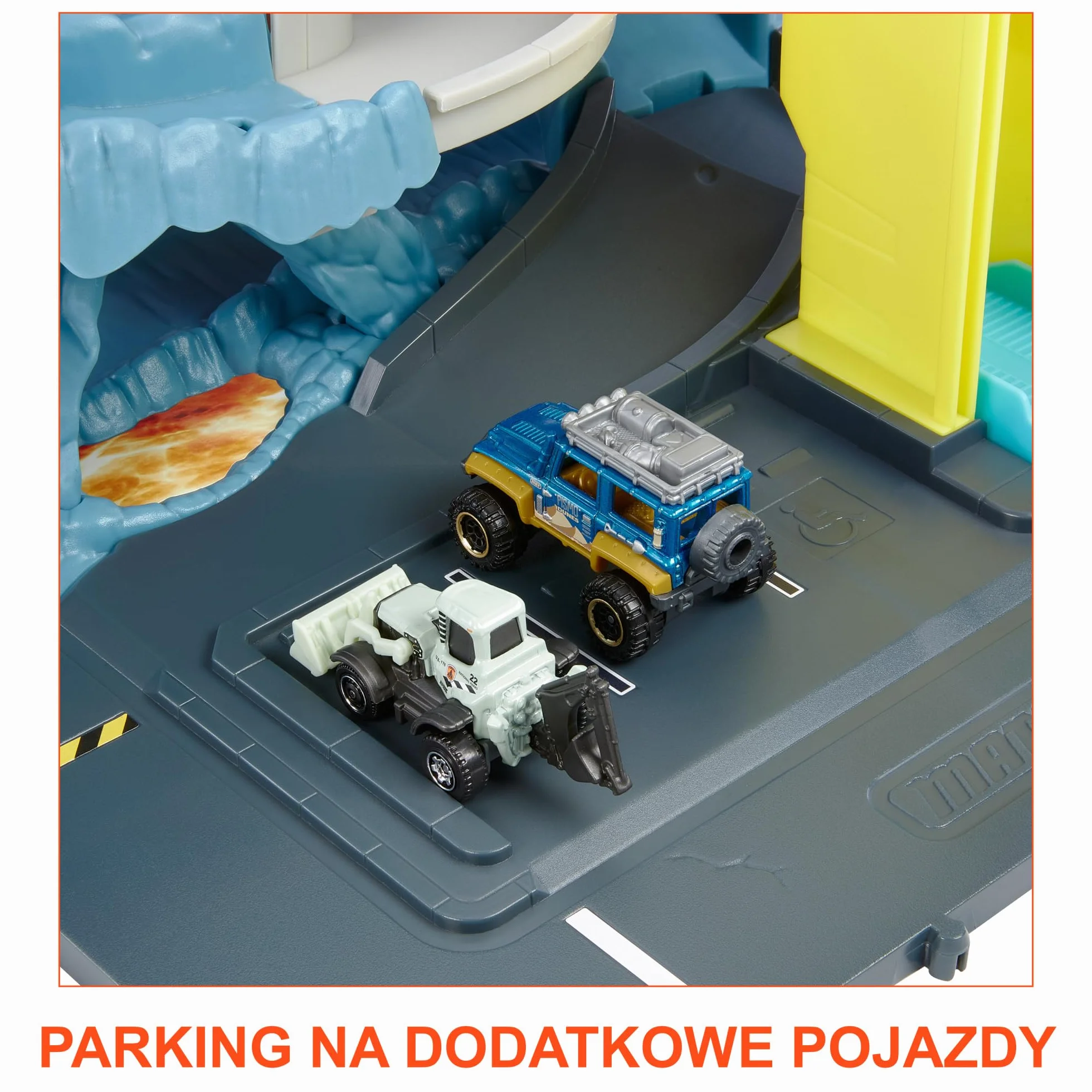Matchbox Action Drivers Prawdziwe Przygody Wulkan Zestaw do zabawy z 1 pojazdem Matchbox, funkcjami aktywowanymi pojazdem, światełkami i dźwiękami, zabawka dla dzieci, HHW21